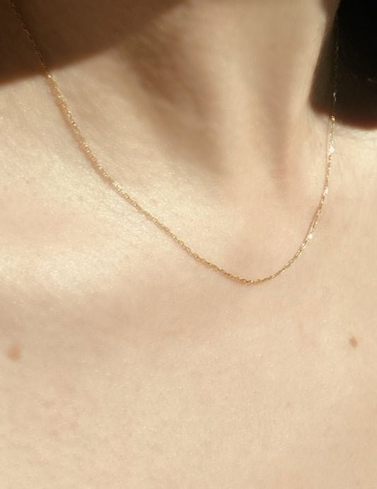 Vintage 18k Micro Anchor Chain - 16.75" Long