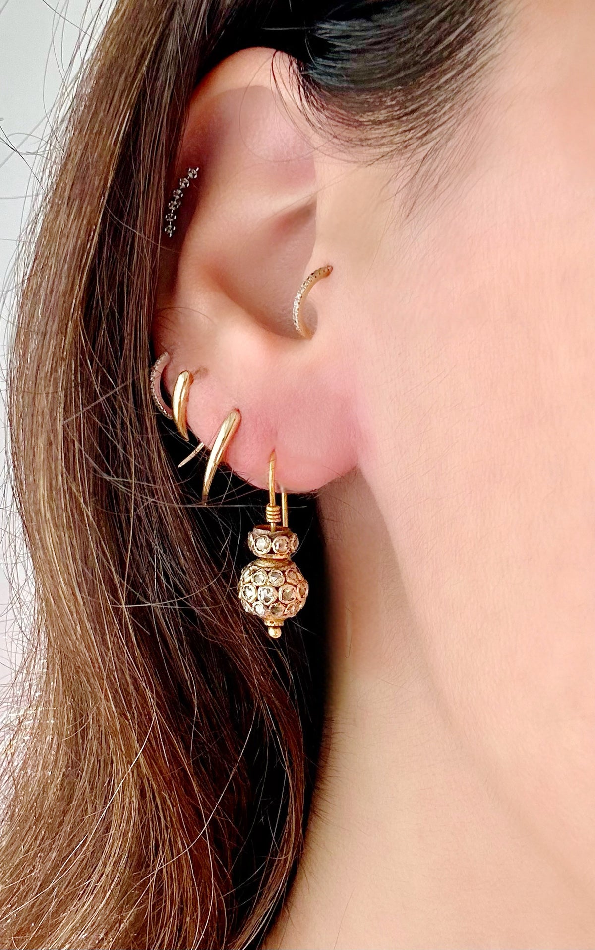 Vintage 20k Bohemian Rose Cut Diamond Earrings