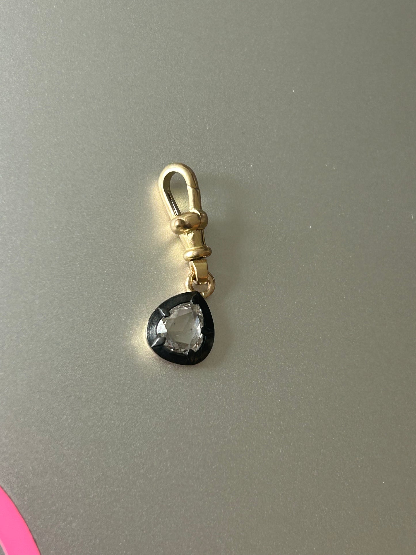 Rovie Made: 18k Antique Style Collet 0.57 ct Rose Cut Pear Diamond