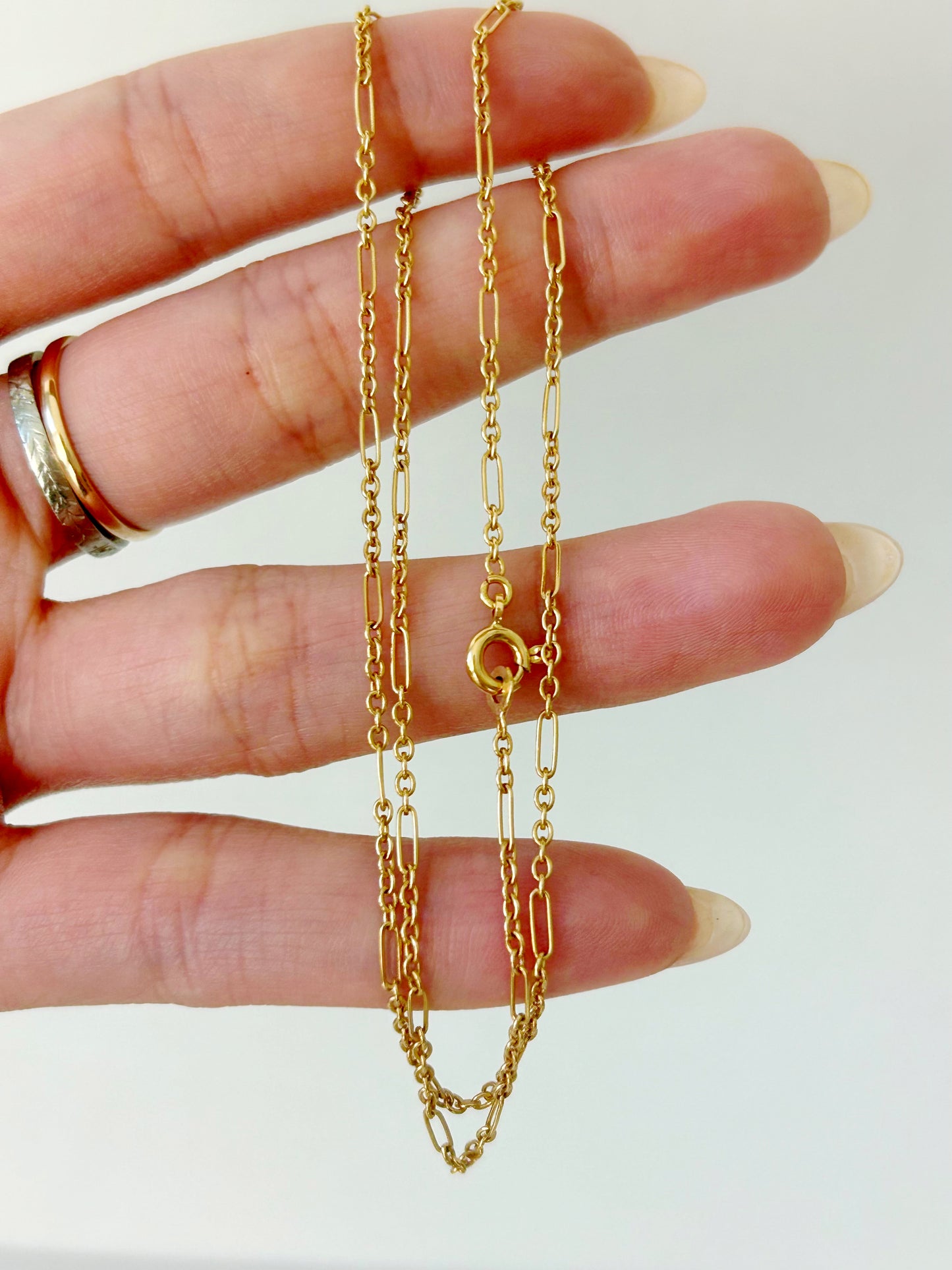 Vintage 18k Mini Trombone Link Chain - 17.5"