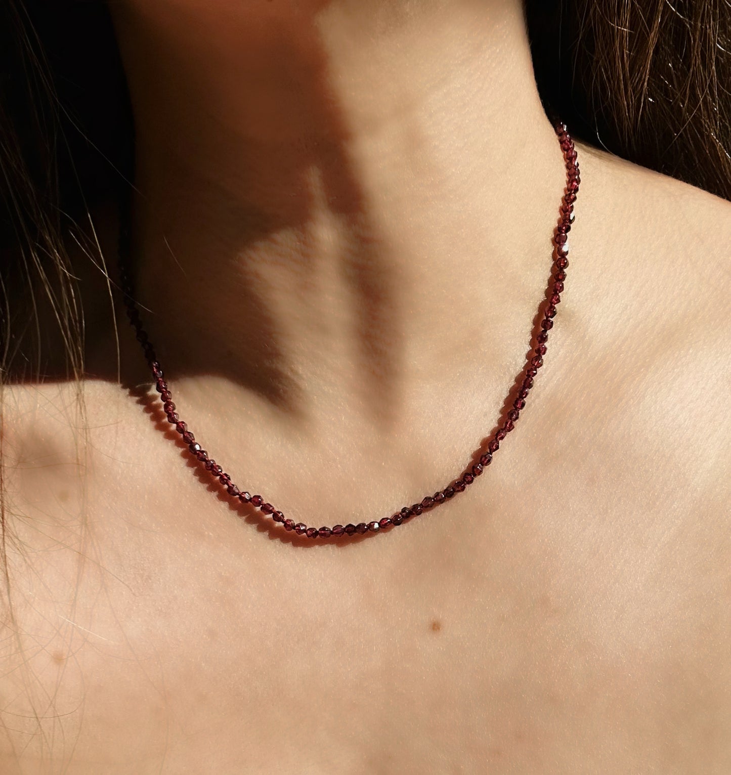 Garnet Hand-Knotted Silk Necklace