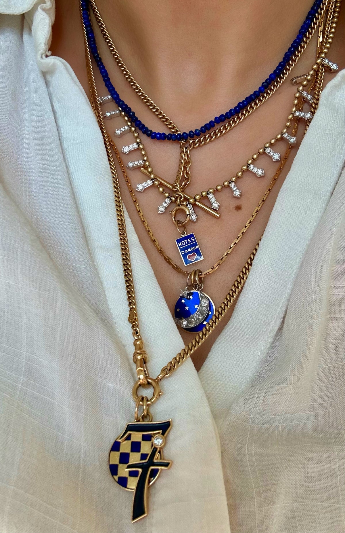 14k Silk Knotted Lapis Lazuli Necklace - 16.5” Long