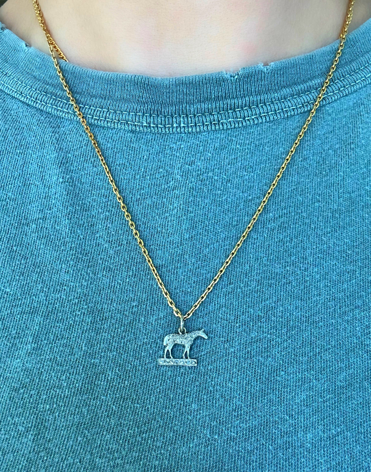 Art Deco Platinum Diamond Horse Charm