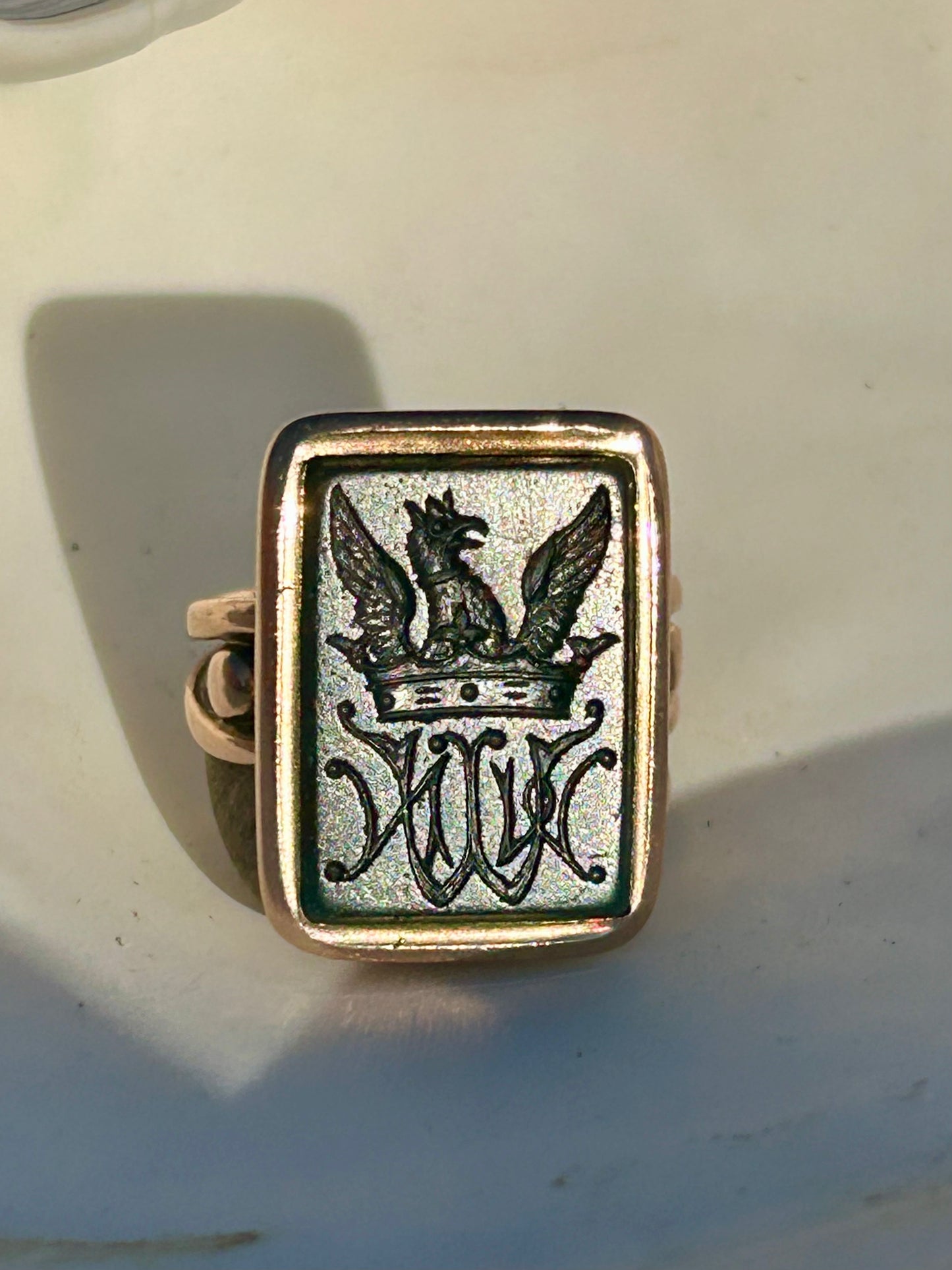 Antique Victorian 14k Bloodstone Signet Ring - Sz 5