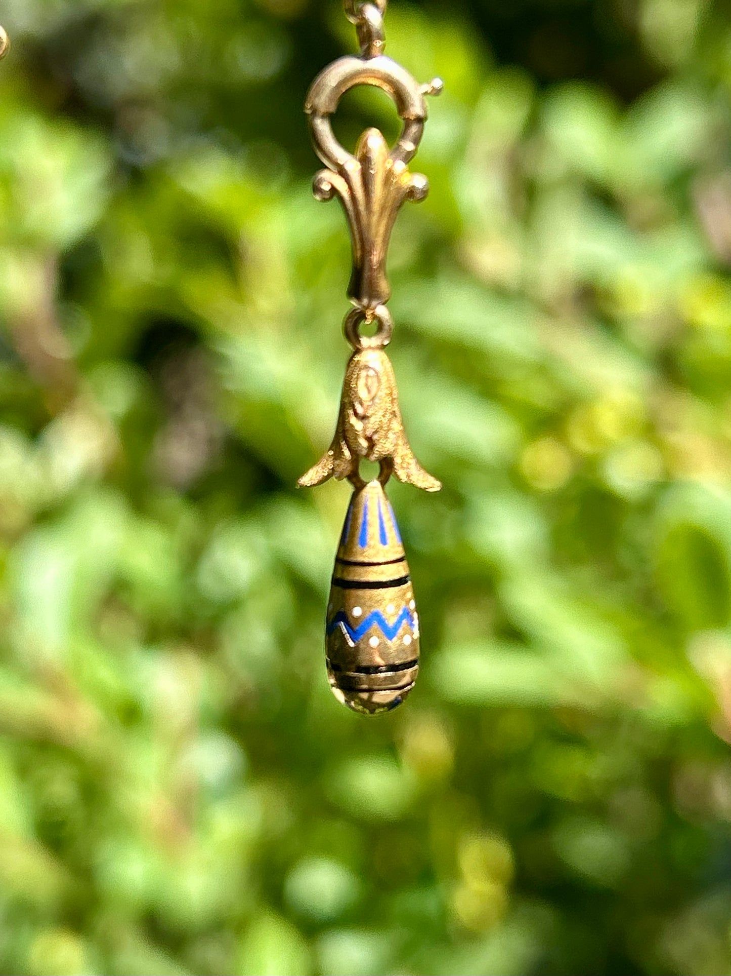 Antique 12k Enamel Droplet Pendant
