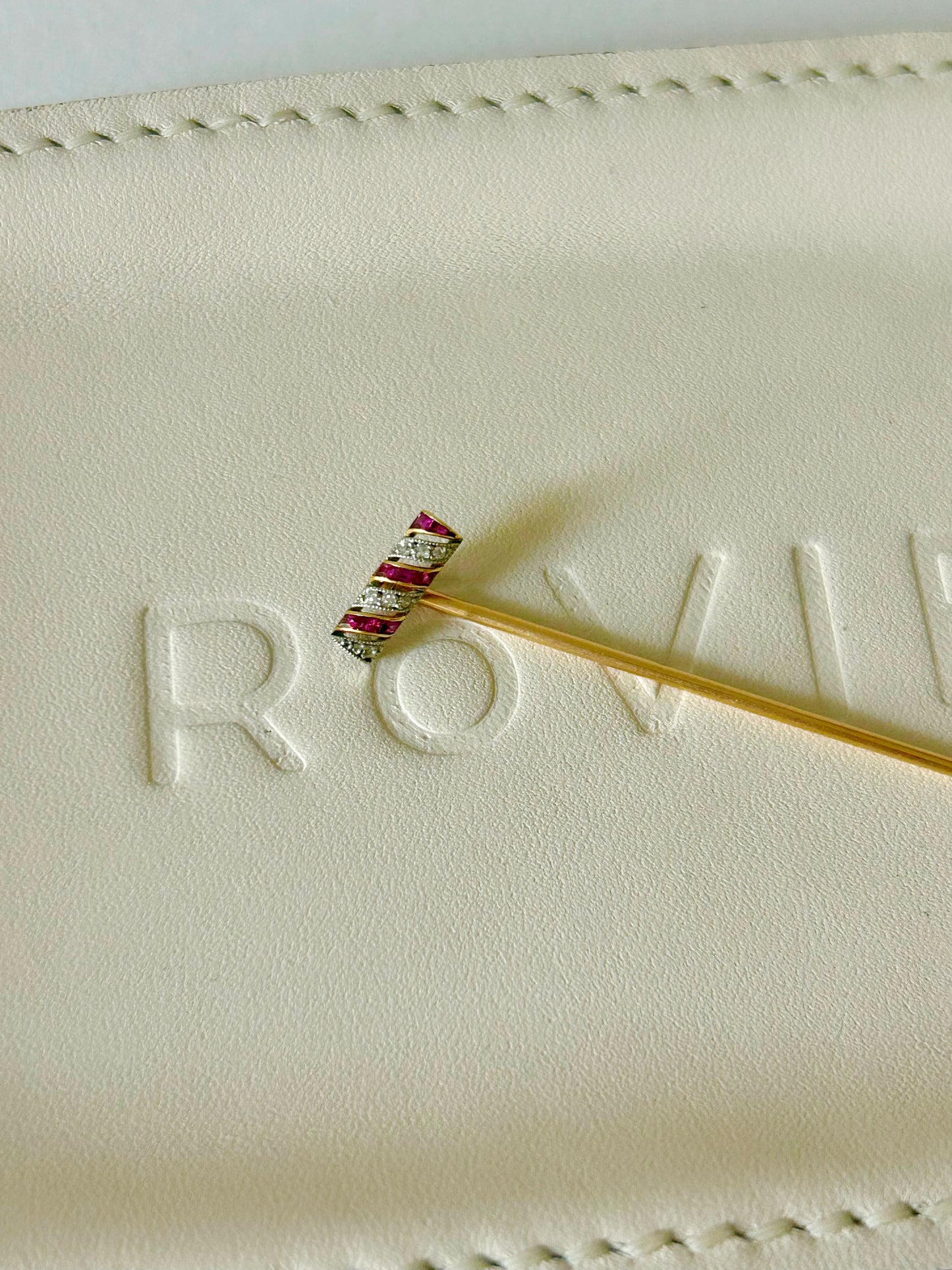 Antique French 18k & Platinum Candy Cane stickpin