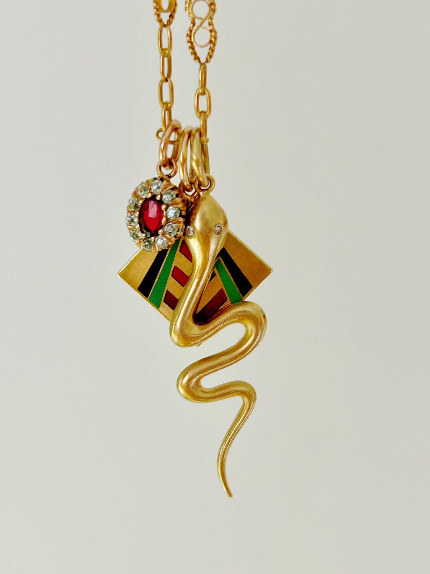 Vintage 14k Snake with Diamond Eyes