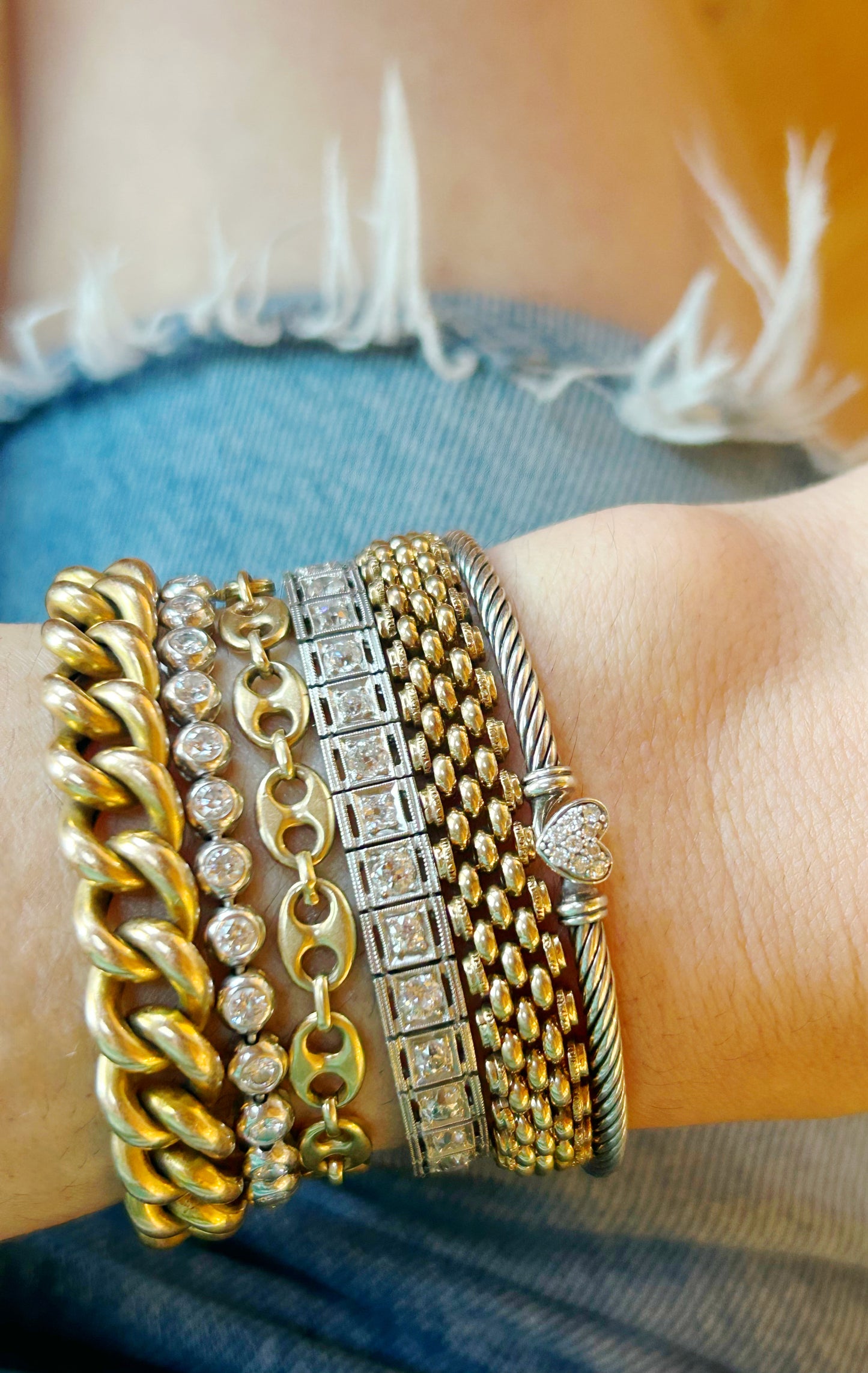 Antique 14k Woven Link Bracelet - 6.25" Long