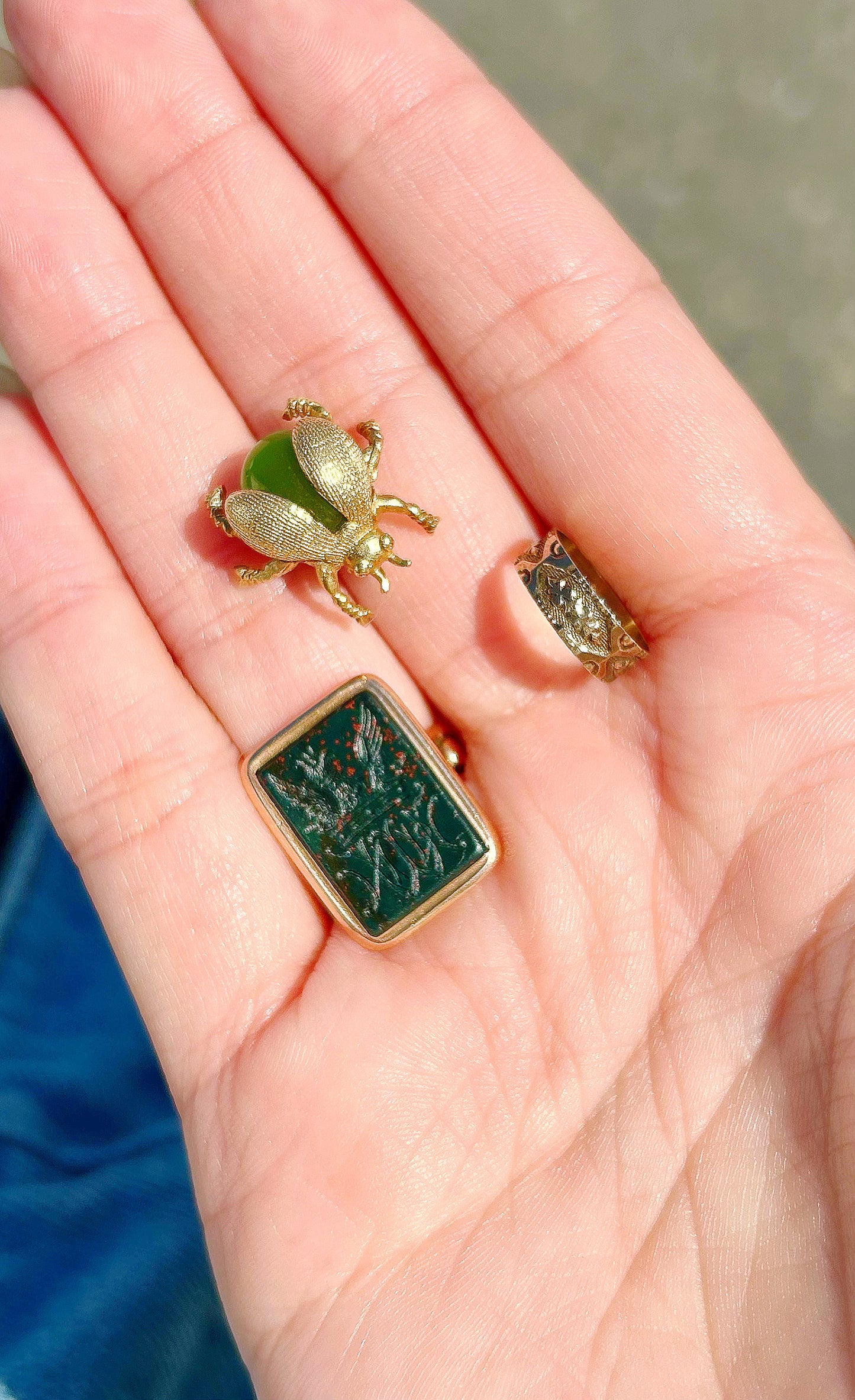 Vintage 14k Jade Ladybug Pin