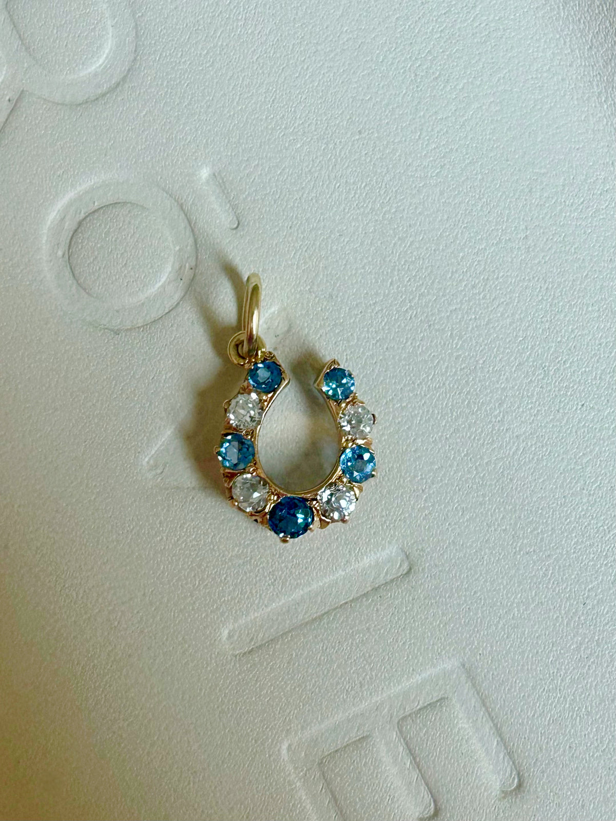 Antique 14k Sapphire Horseshoe Conversion Charm