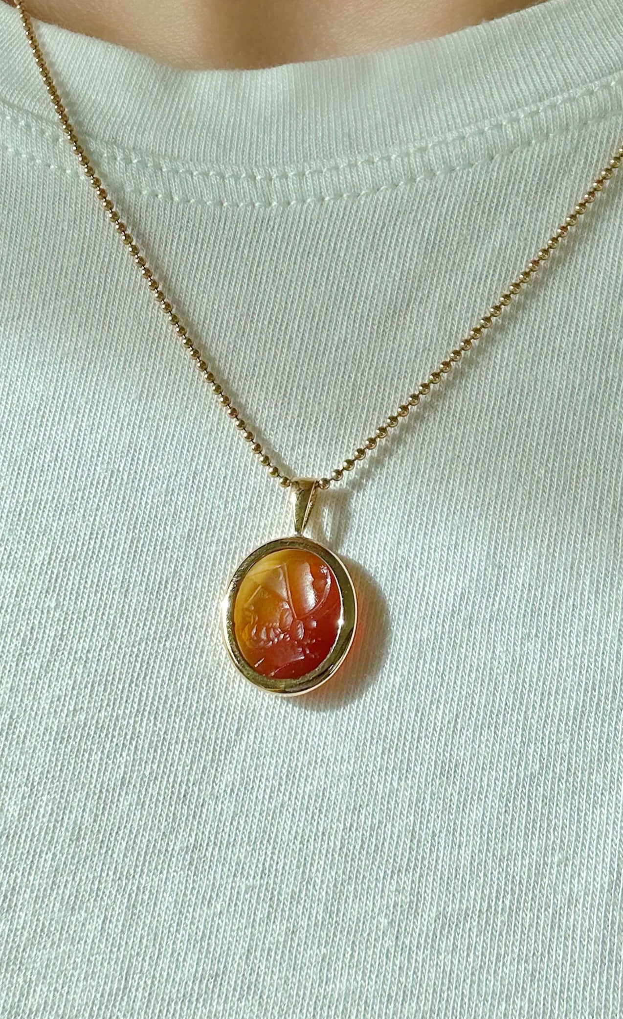 14k Carnelian Intaglio Pendant