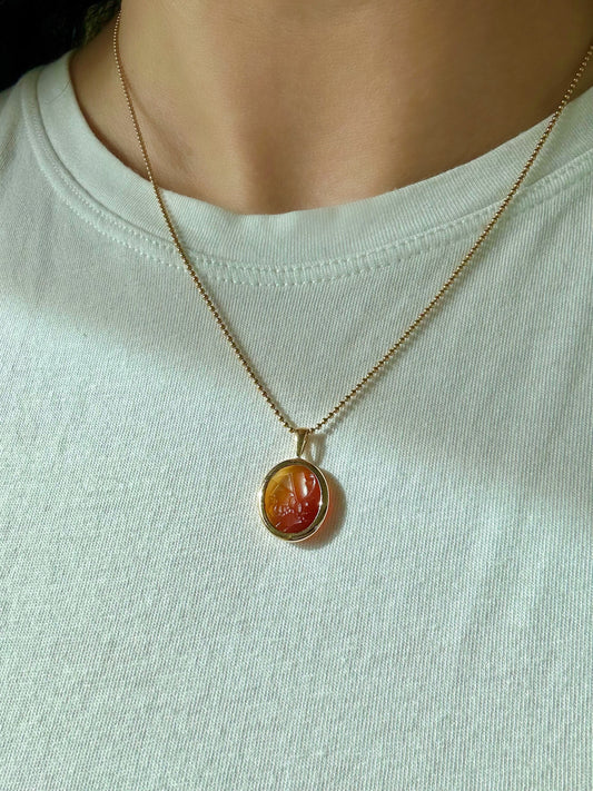 14k Carnelian Intaglio Pendant