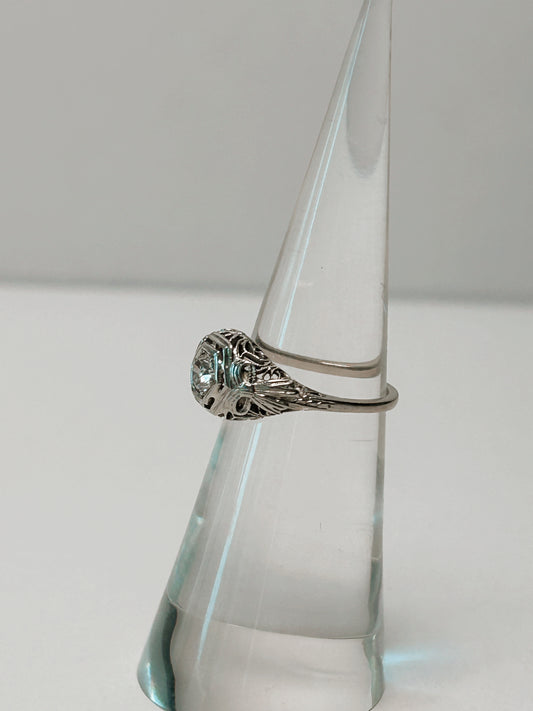Antique Art Deco 14k OMC Diamond Ring sz 4