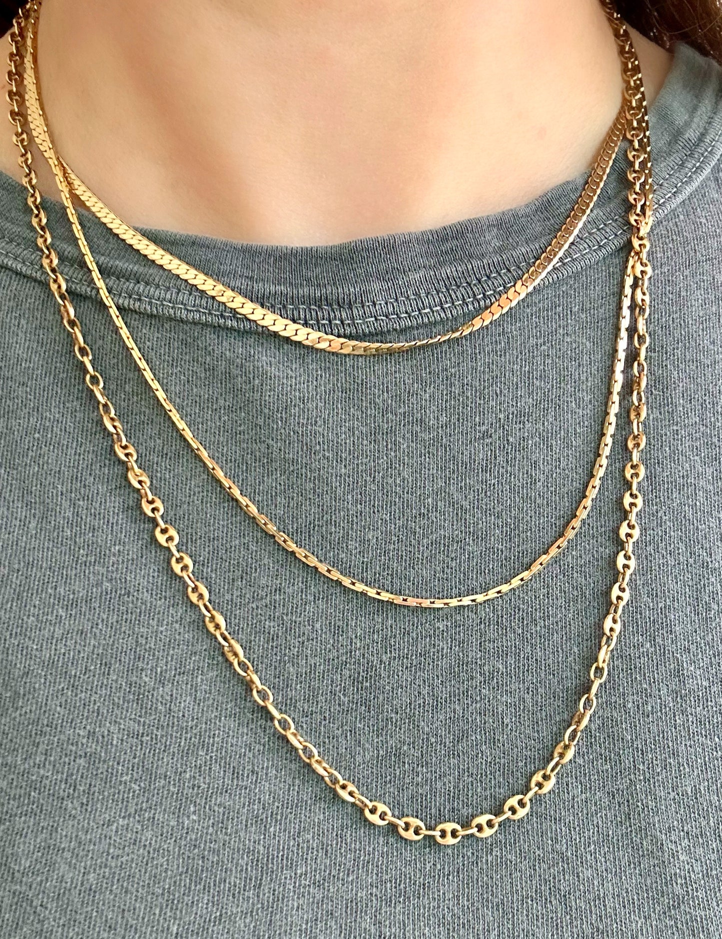 Vintage 14k Mini Puffy Mariner Chain - 23"