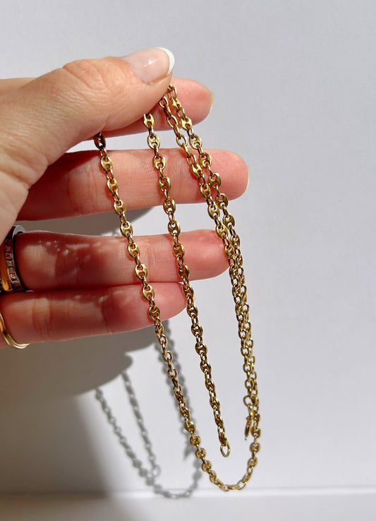 Vintage 14k Mini Puffy Mariner Chain - 23"