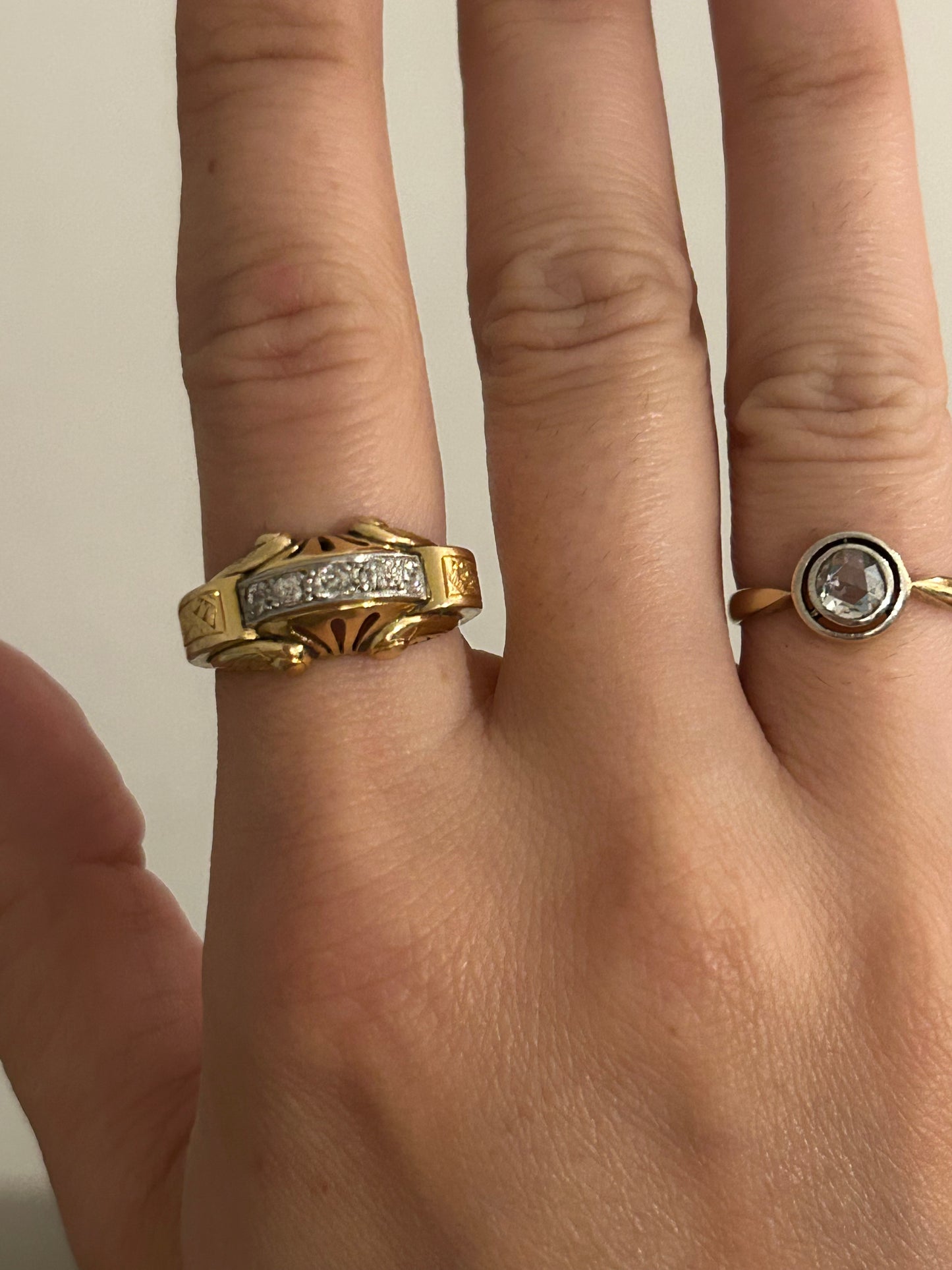 Antique French 18k Chevalier Tank Ring - Sz 7.75