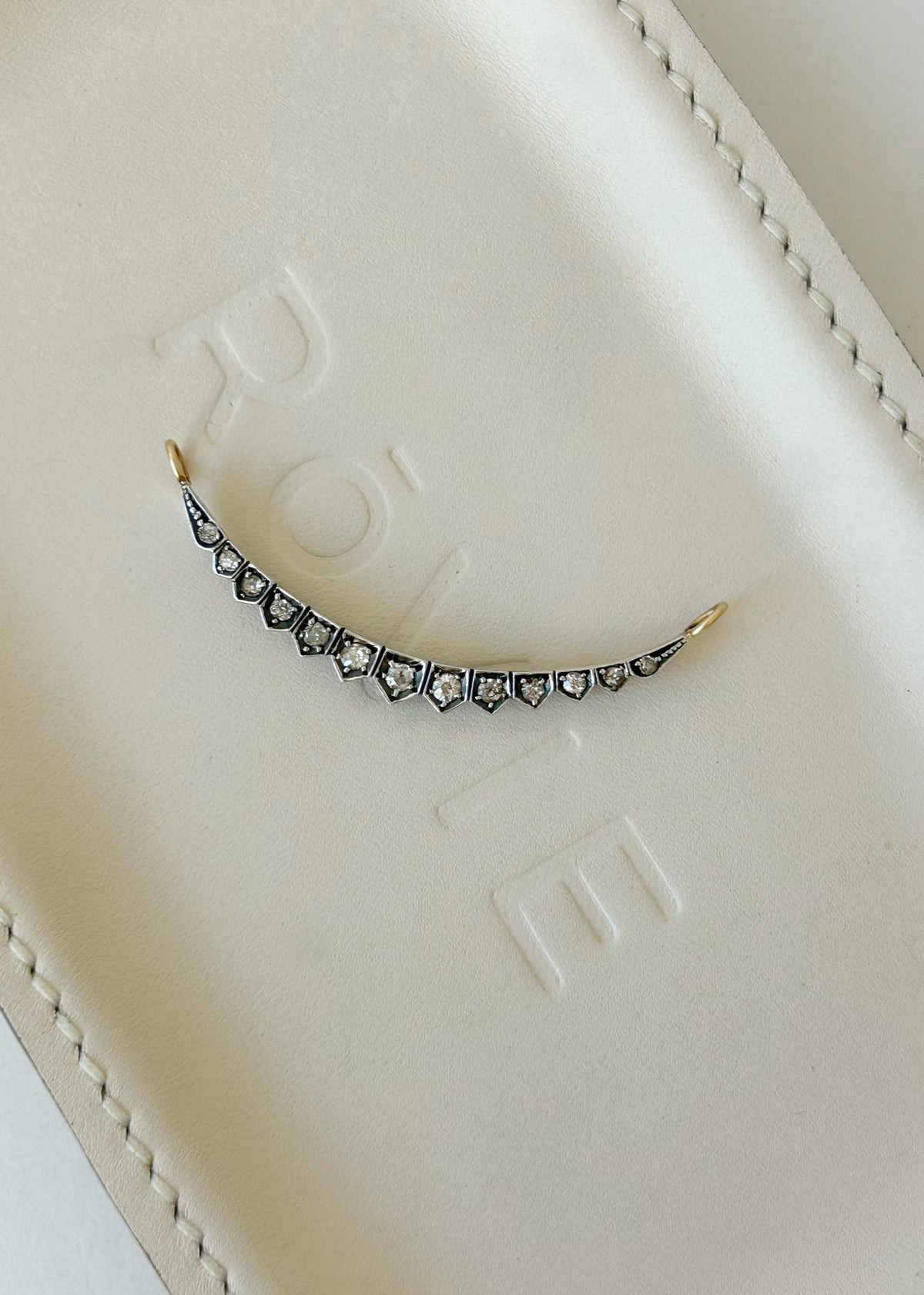 Antique Old Cut Diamond Crescent Moon Extender