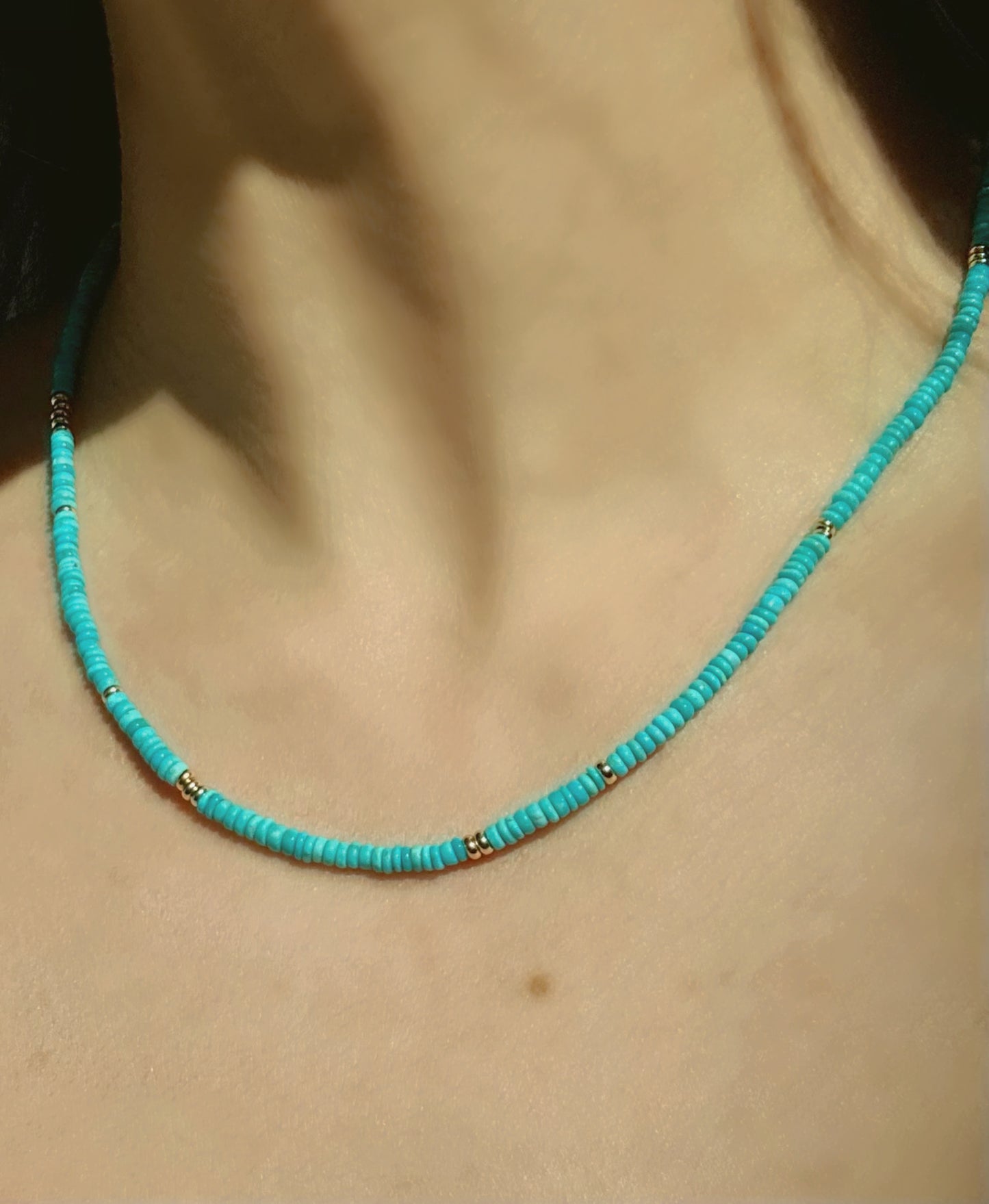 Sleeping Beauty Turquoise Beaded Necklace - 18.5"