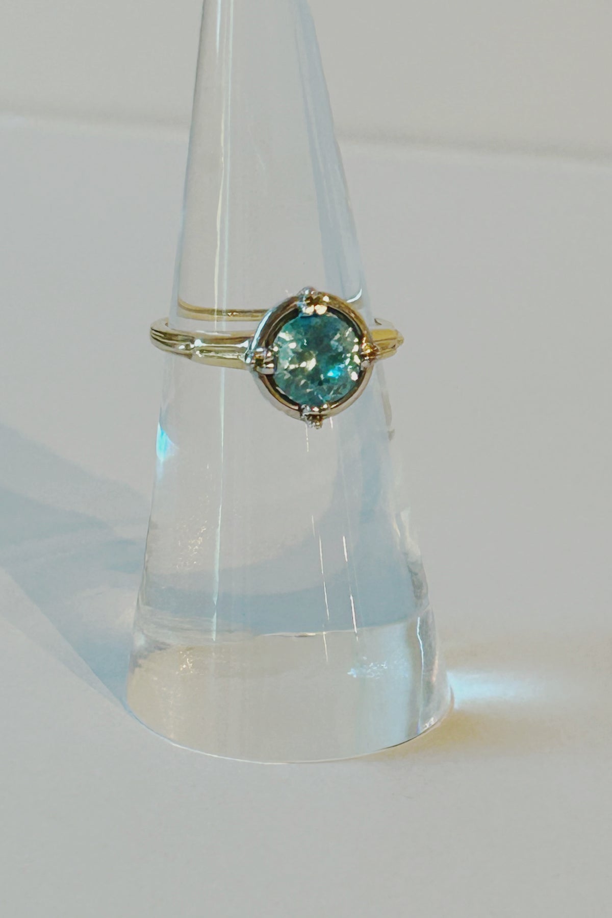 Antique 14k & Palladium Blue Zircon Ring - Sz 5.25