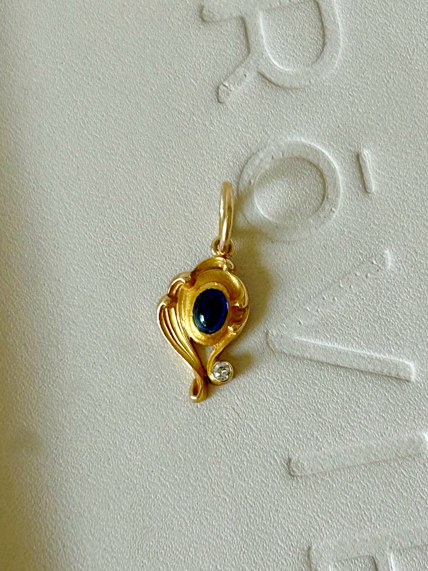 Antique 14k Art Nouveau Sapphire & Diamond Stick Pin Conversion Charm