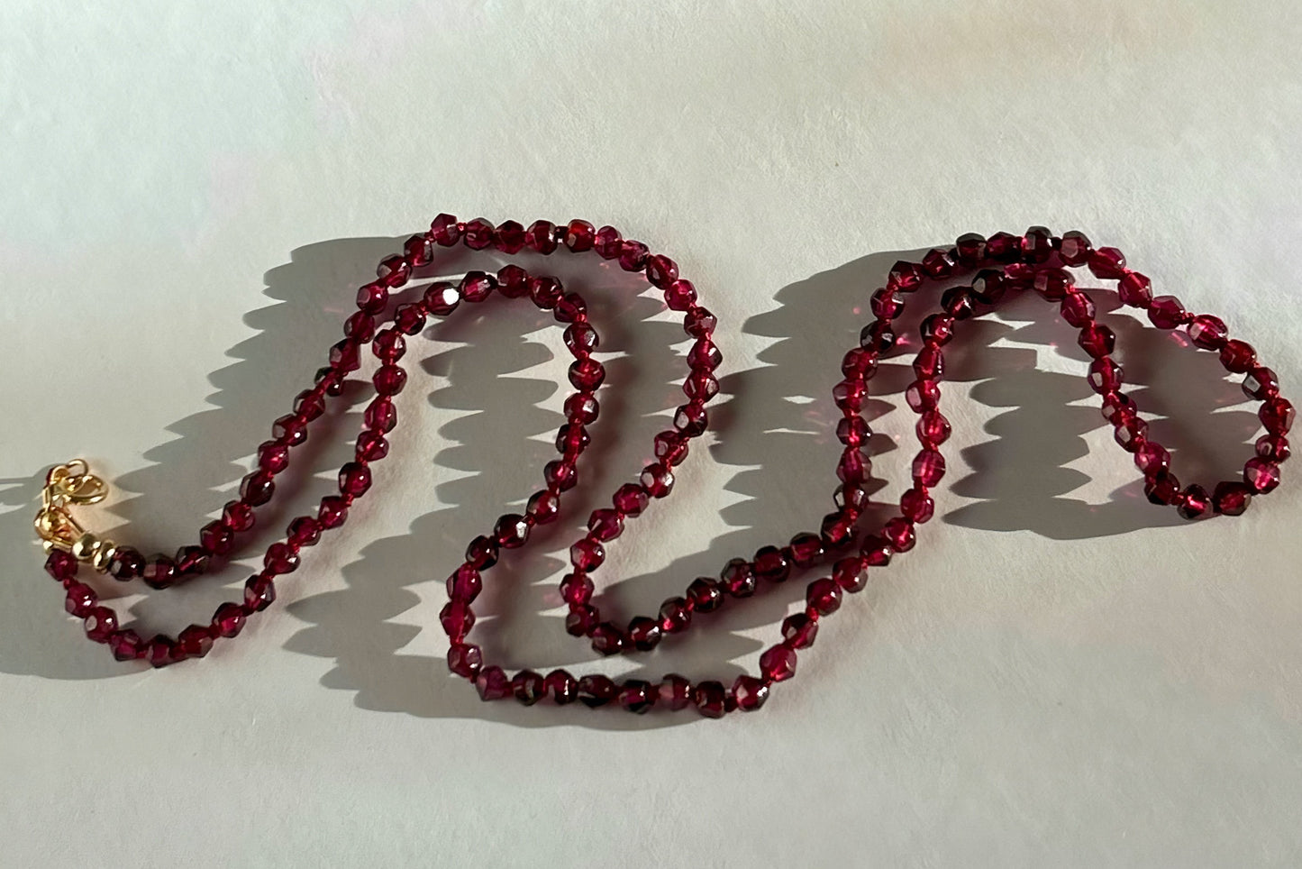 Garnet Hand-Knotted Silk Necklace