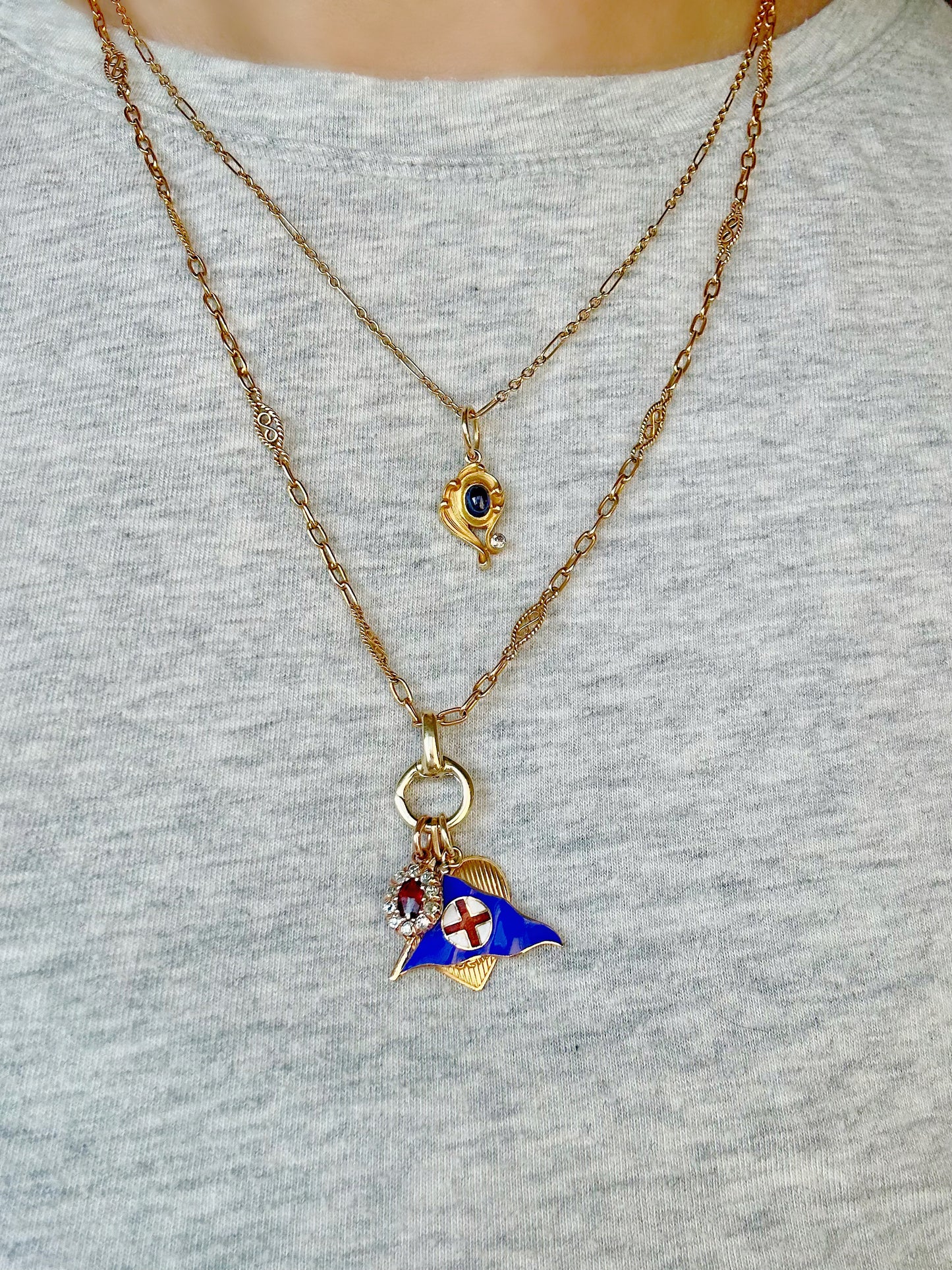 Vintage 14k Enamel Nautical Flag Charm