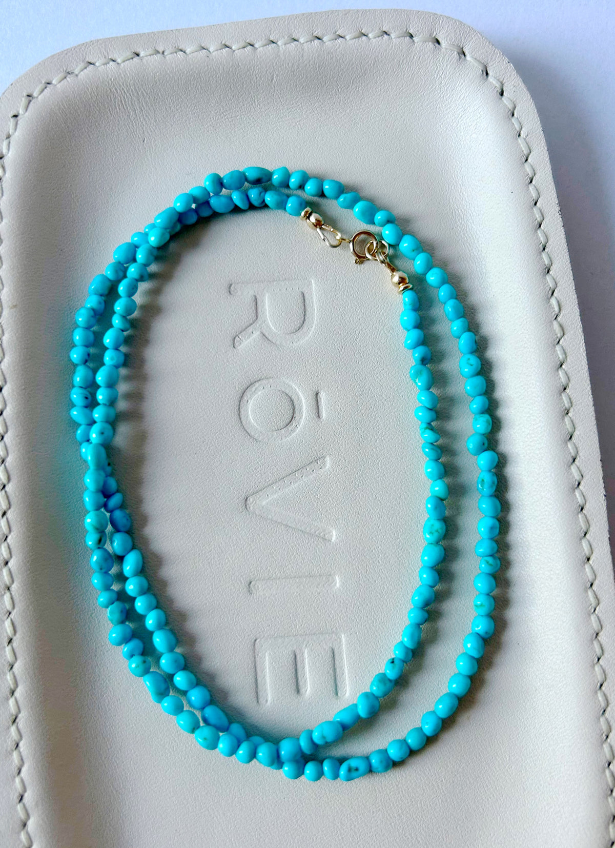14k Sleeping Beauty Turquoise Necklace - 19” Long
