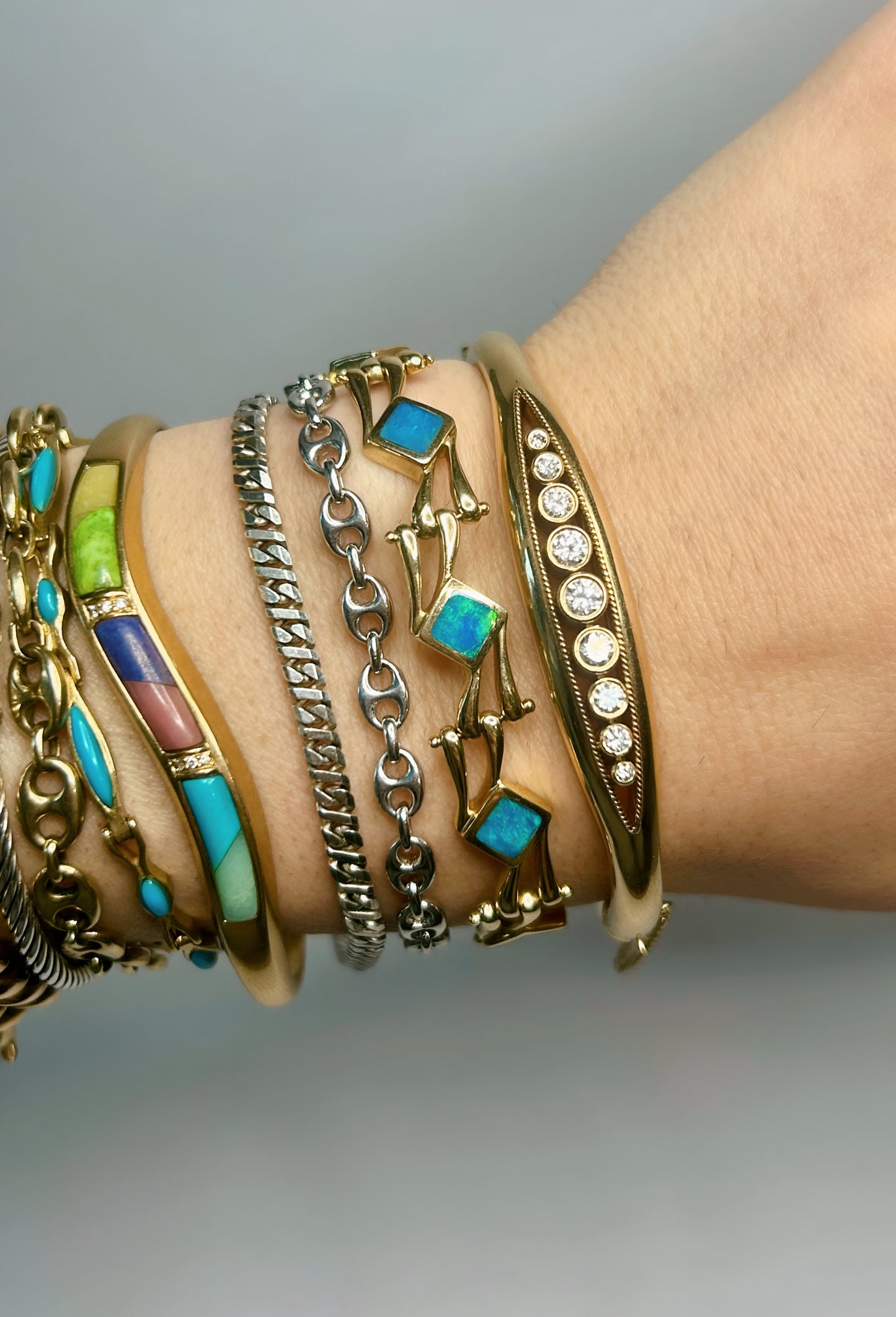 Sterling Silver Mini Puffy Mariner Bracelet - 7”