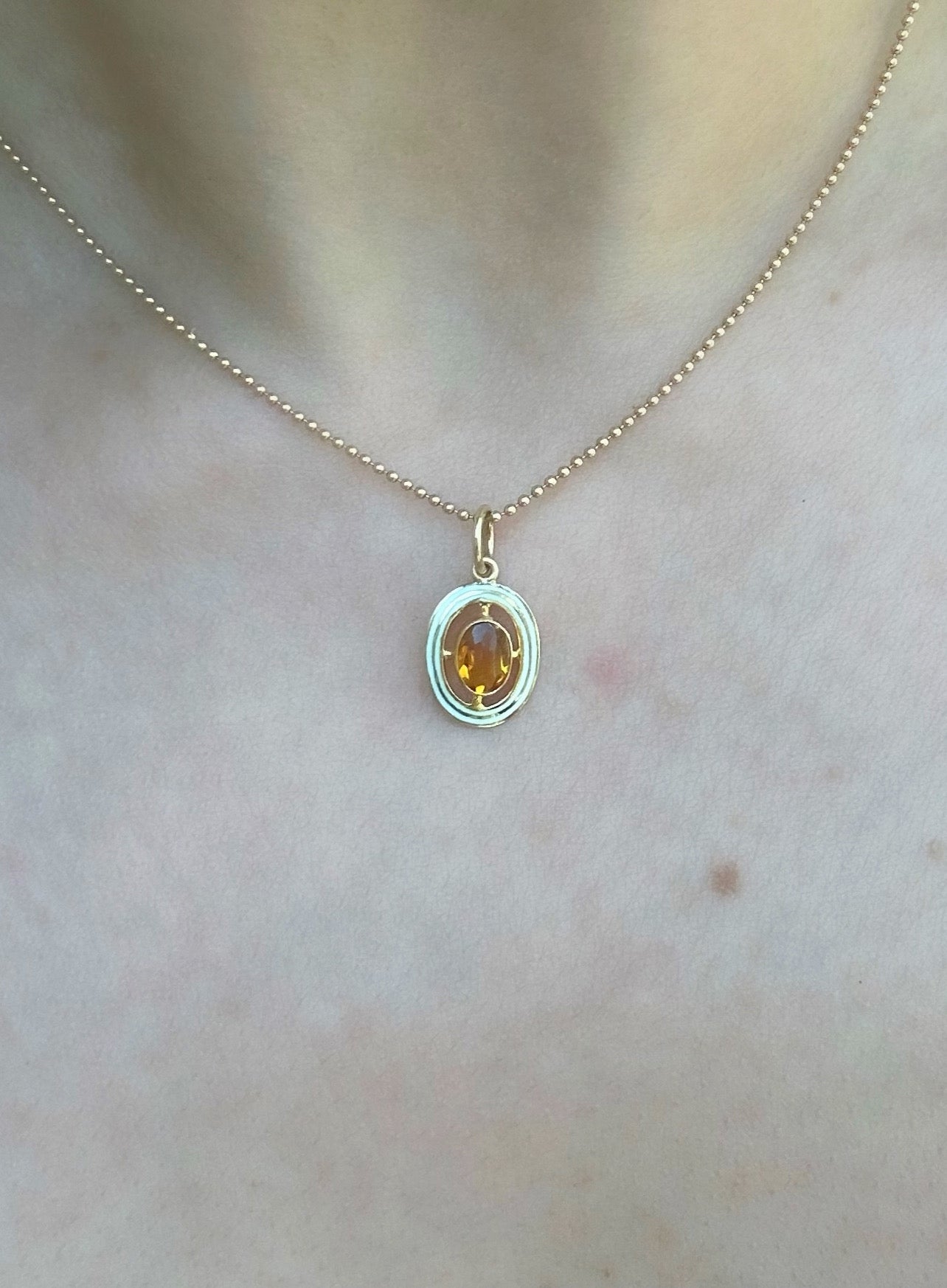 Antique 14k Enameled Citrine Stick pin Conversion Charm