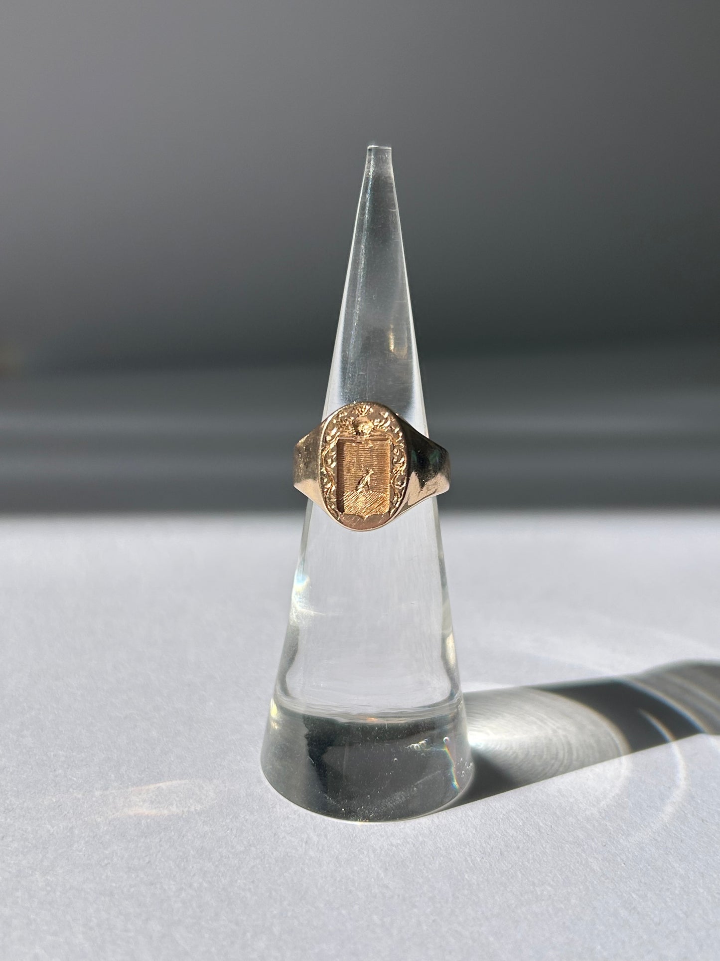 Vintage 18K Rose Gold Dog Signet - Sz. 3.25