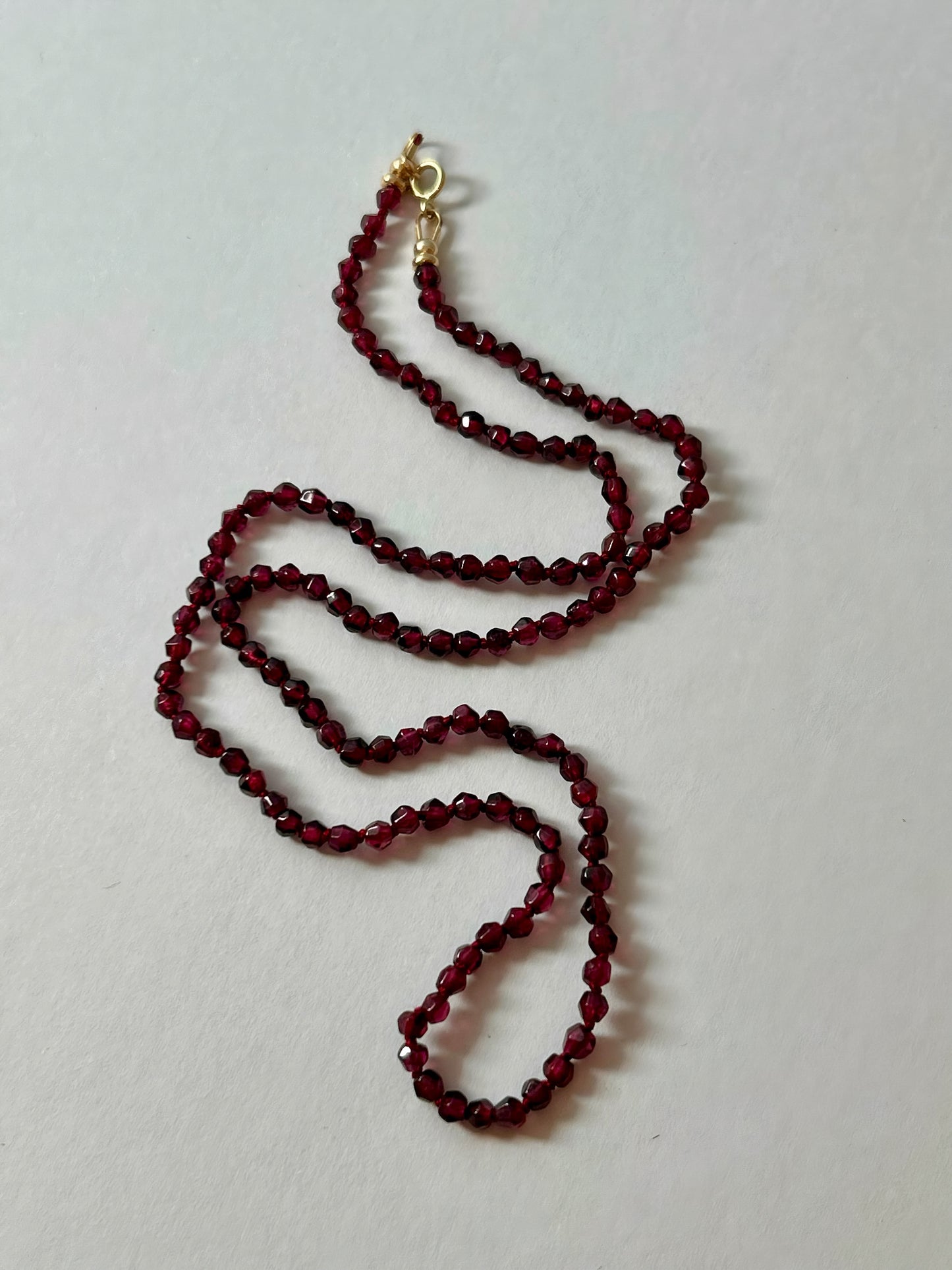 Garnet Hand-Knotted Silk Necklace