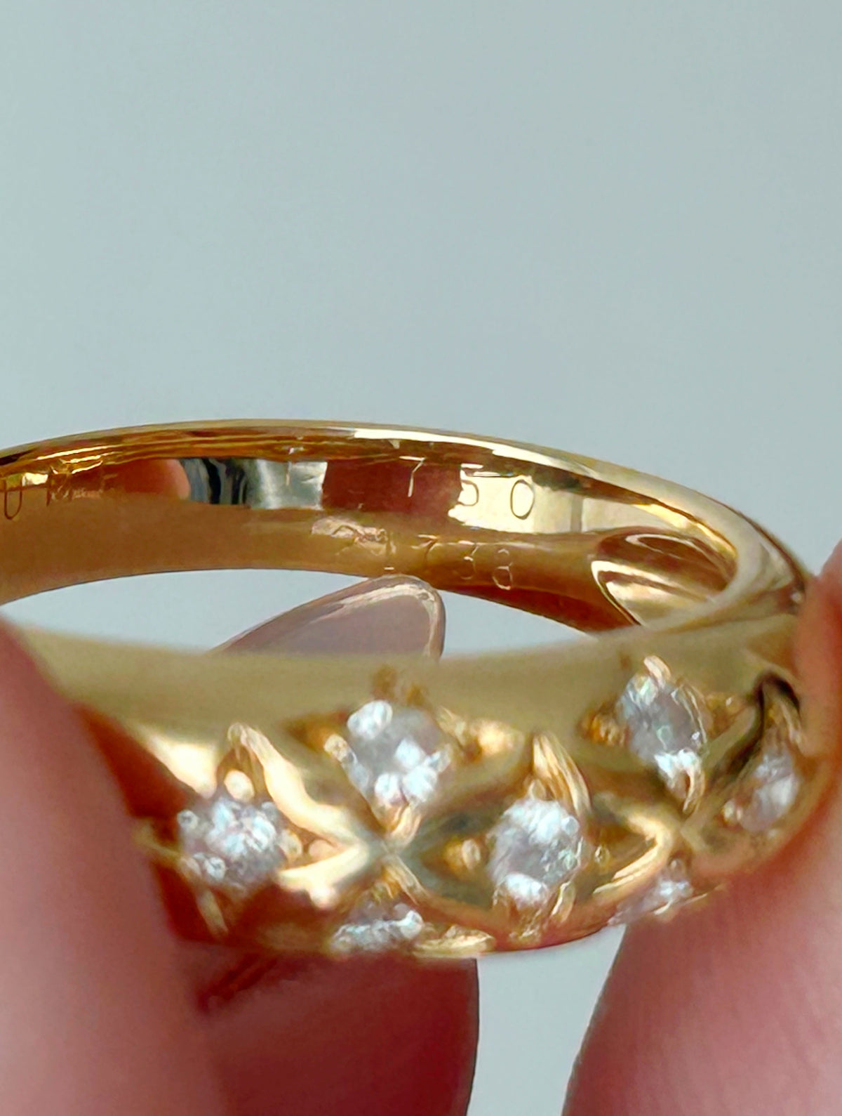 Vintage 18k Chaumet Star Set Diamond Donut Band - Sz 6.75