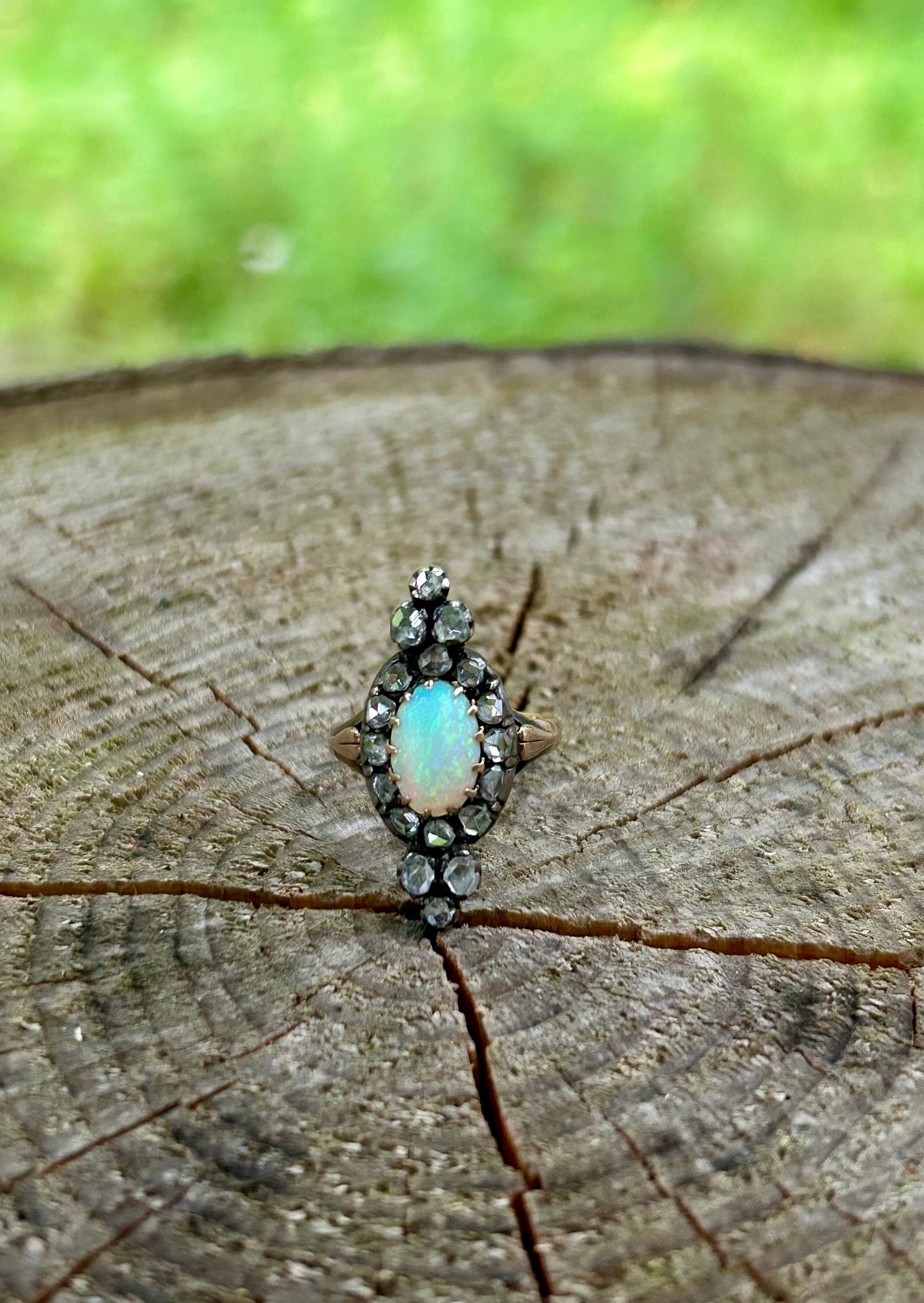 Antique Opal Navette Ring - sz 5.75