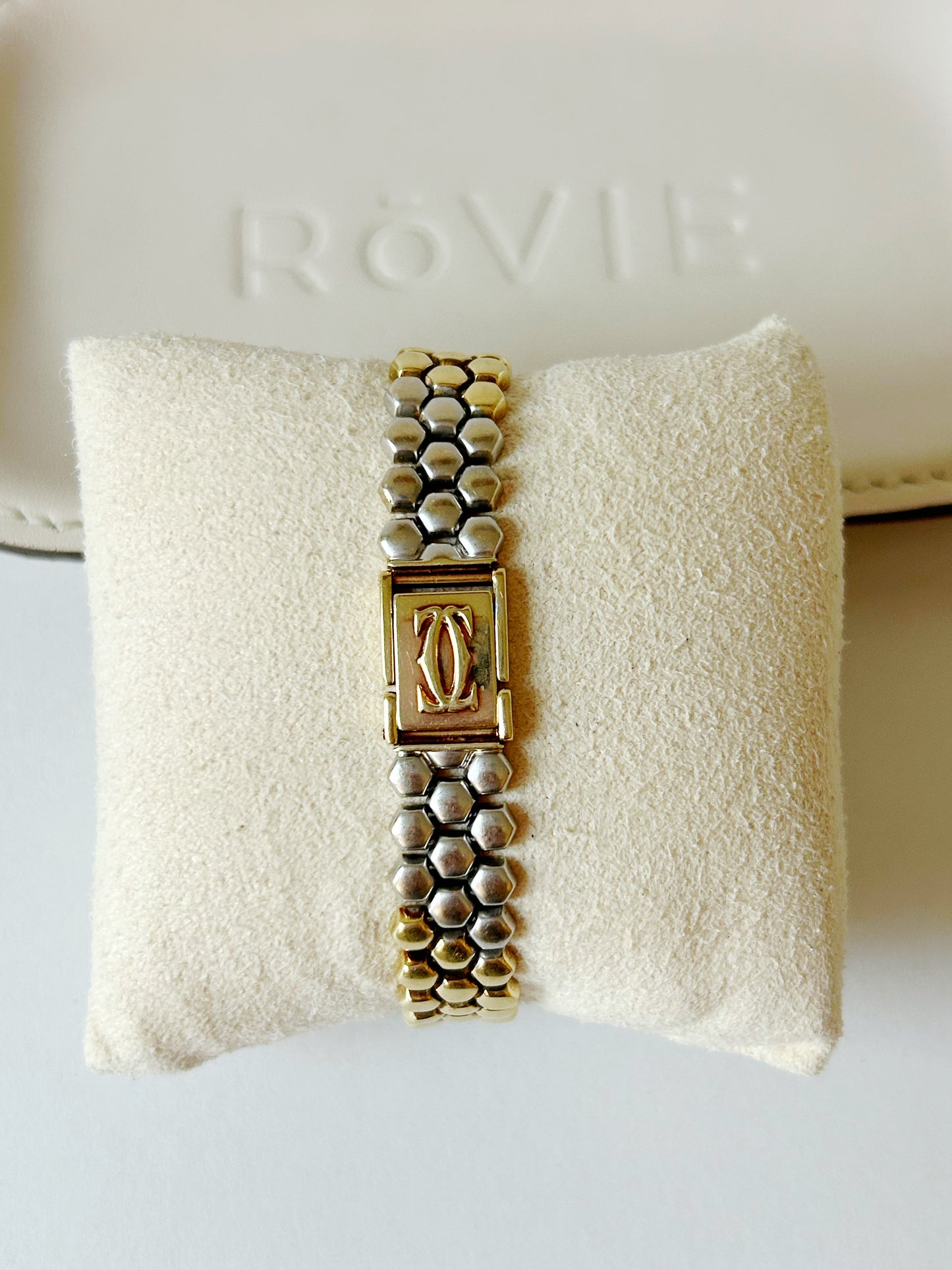 Vintage 14k Double C Honeycomb Bracelet - 7.5"