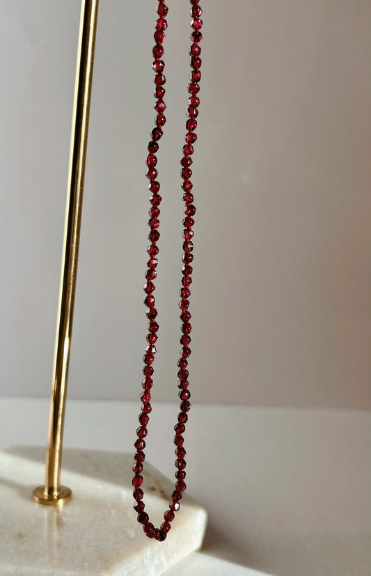 Garnet Hand-Knotted Silk Necklace