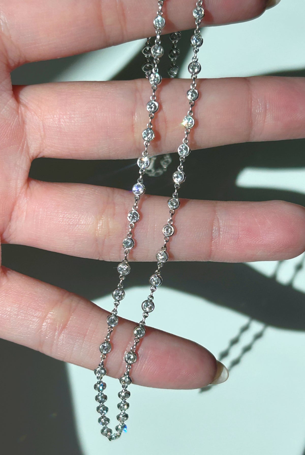 Estate Platinum Diamond Bezel Necklace 2.75 ctw - 17.25"
