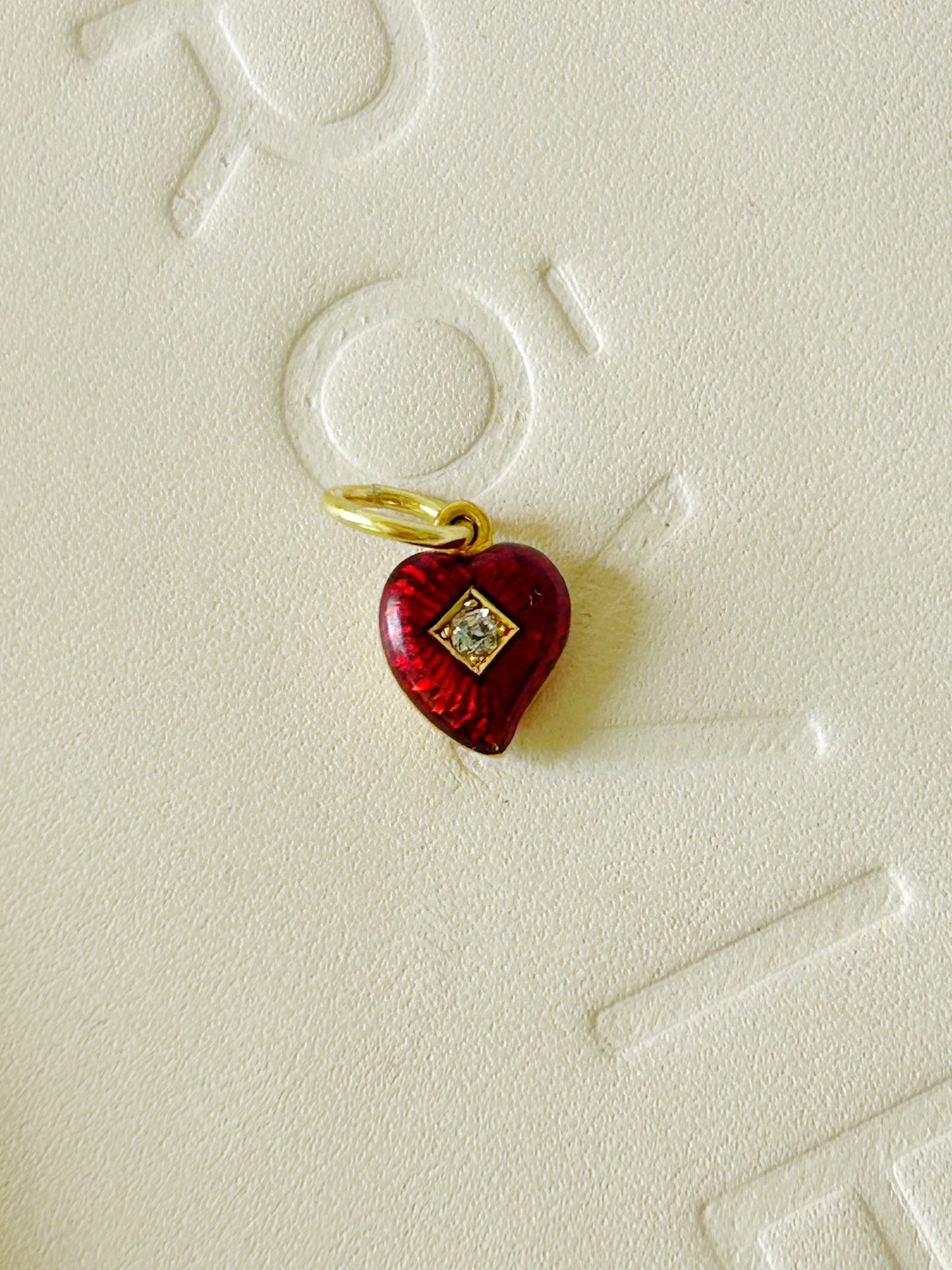 Antique 18k Guilloche Witches Heart Charm