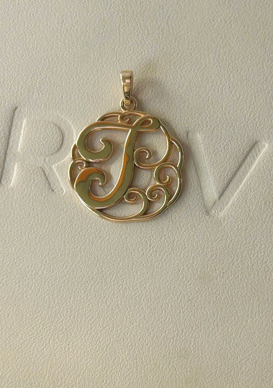 Vintage 14k T Initial Pendant