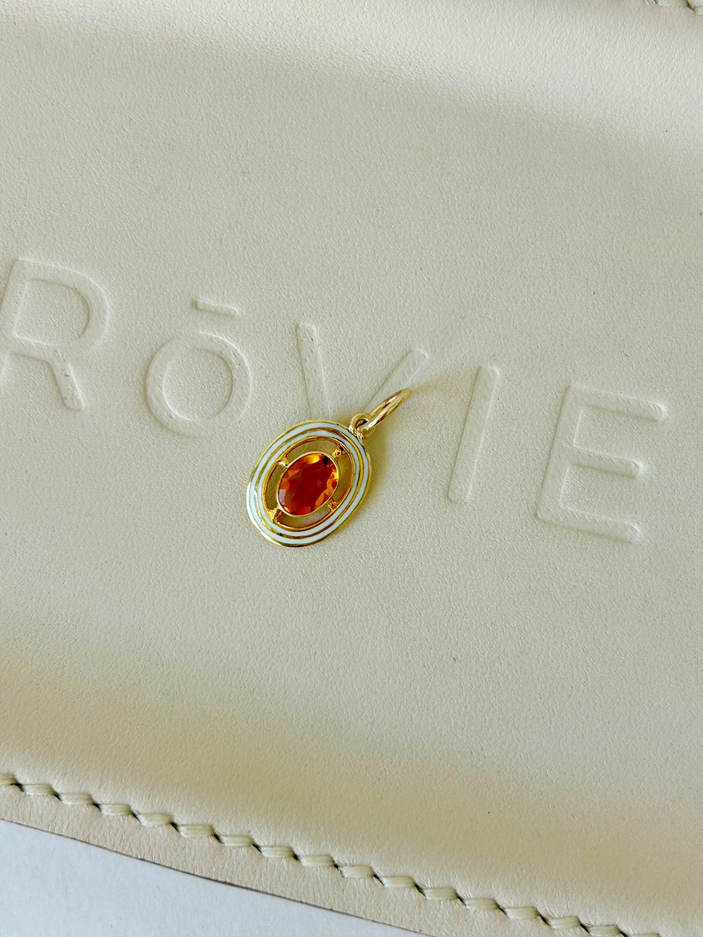 Antique 14k Enameled Citrine Stick pin Conversion Charm