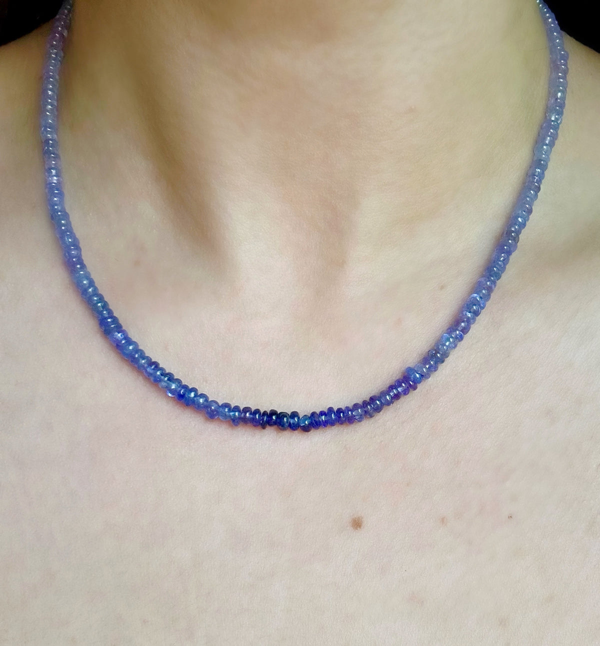 14k High Grade Tanzanite & Moonstone Ombré Necklace - 18” Long