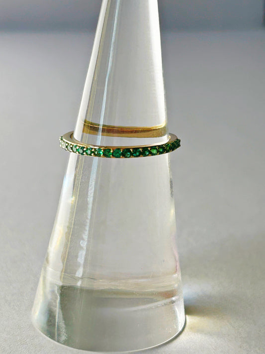 14k Emerald Half Eternity Stacker - Sz 4.75