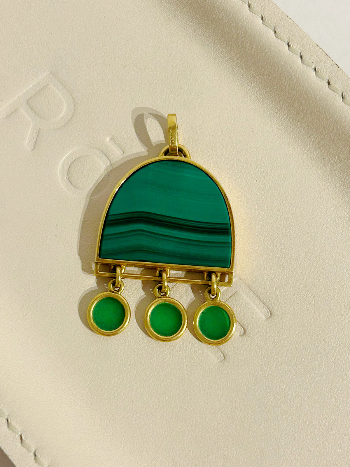 Vintage 18k Gucci Malachite & Enamel Pendant
