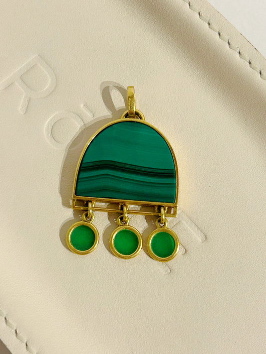 Vintage 18k Gucci Malachite & Enamel Pendant