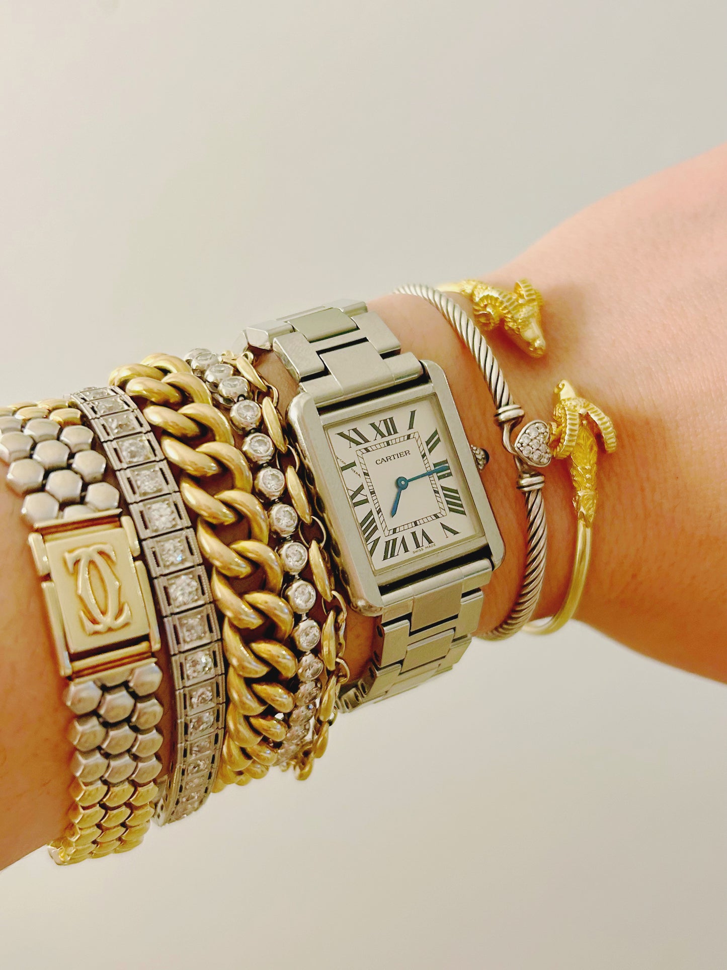 Vintage 14k Double C Honeycomb Bracelet - 7.5"