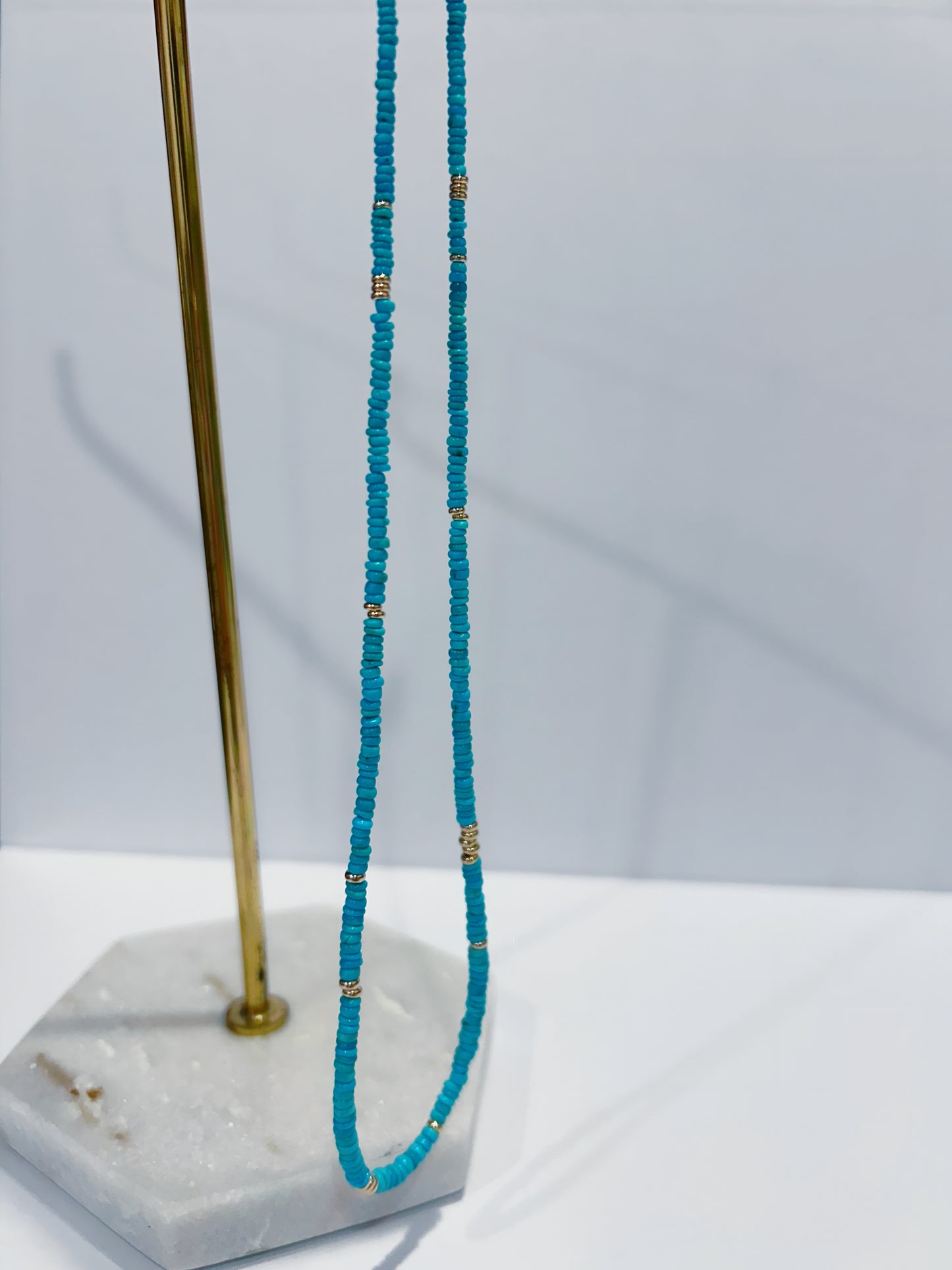 Sleeping Beauty Turquoise Beaded Necklace - 18.5"