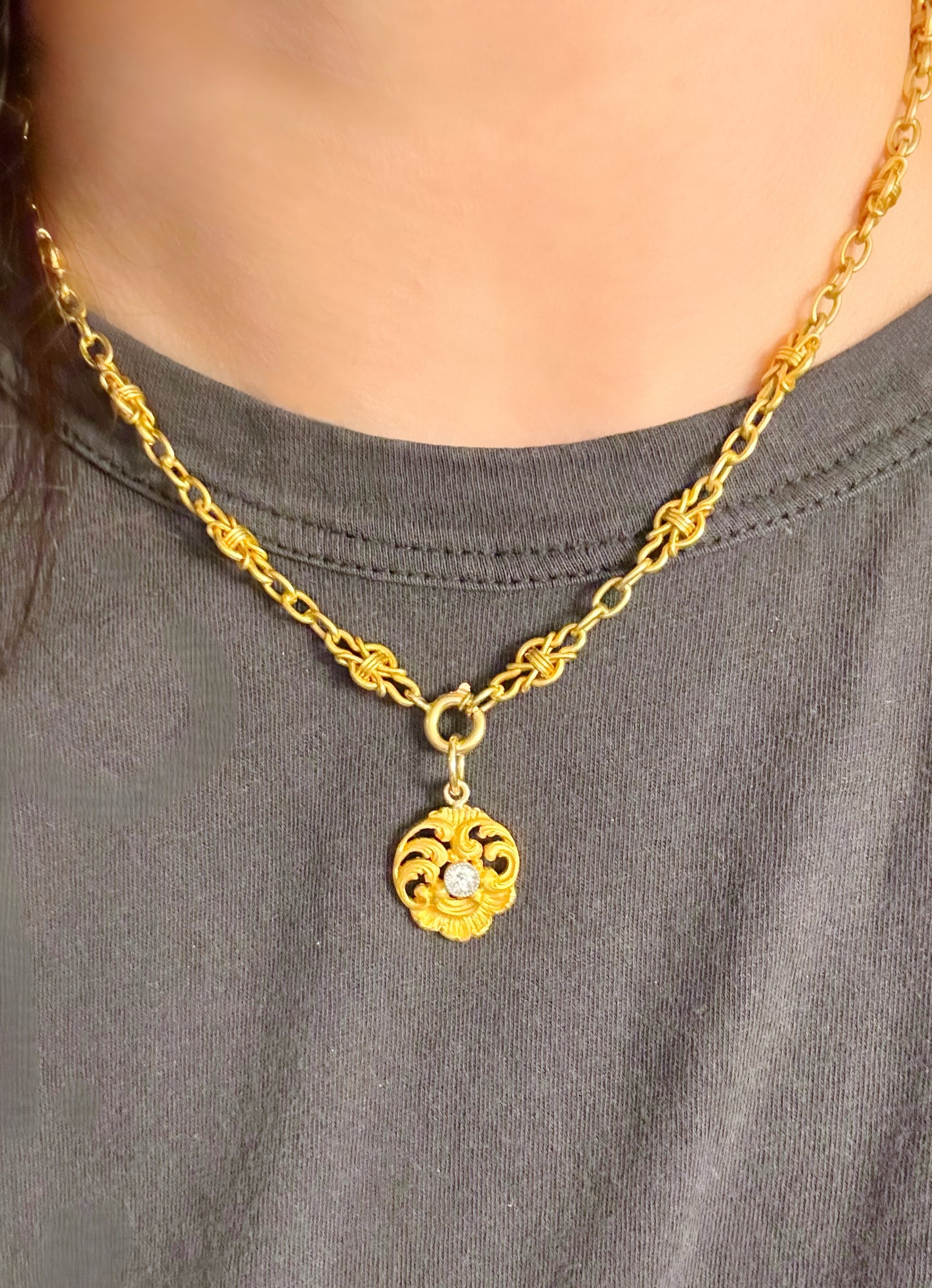 Antique 18k Art Nouveau Diamond Pendant