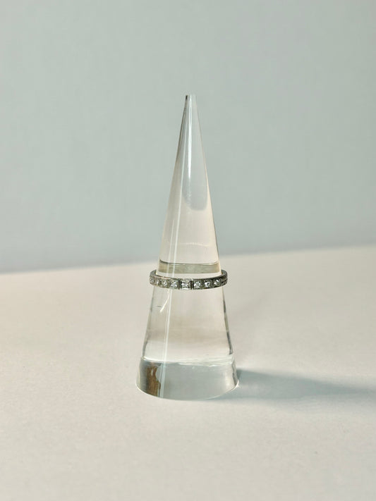 Antique Platinum Band with Single Cut Diamonds Sz 6