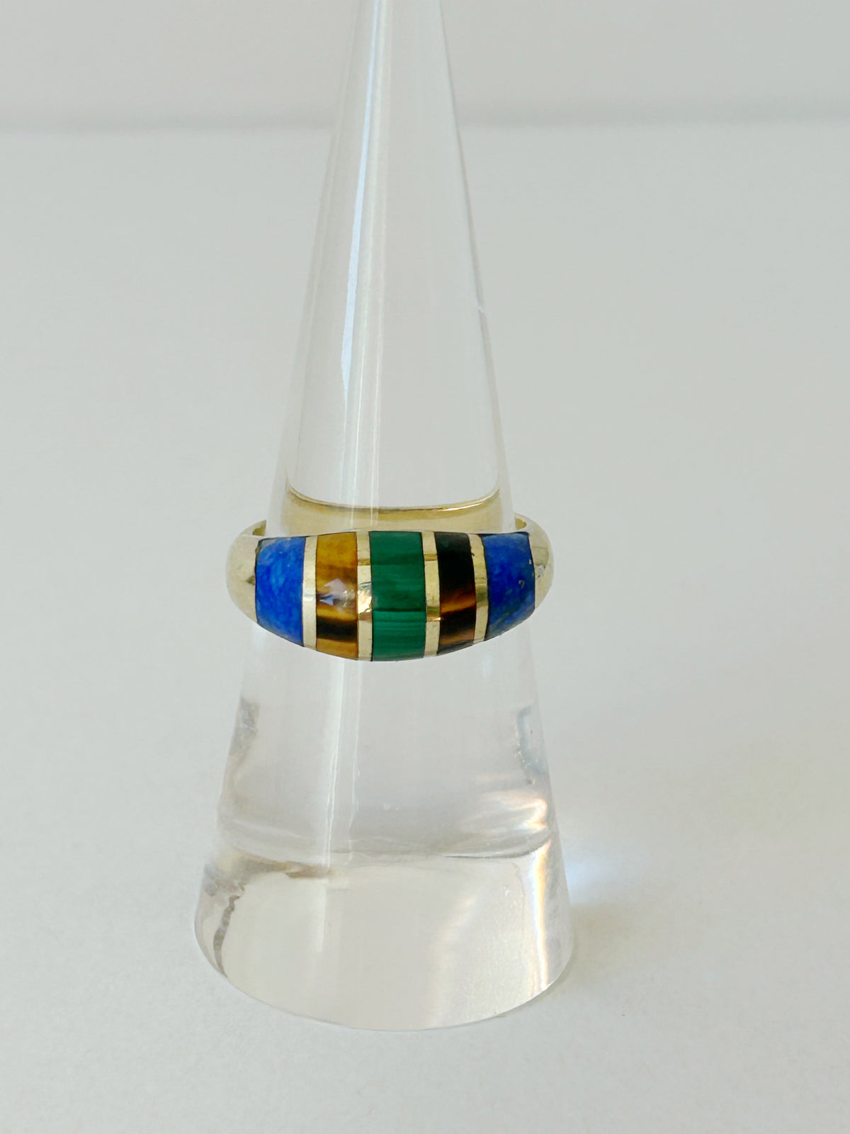 Vintage 14k Inlay Dome Ring - sz 6.5