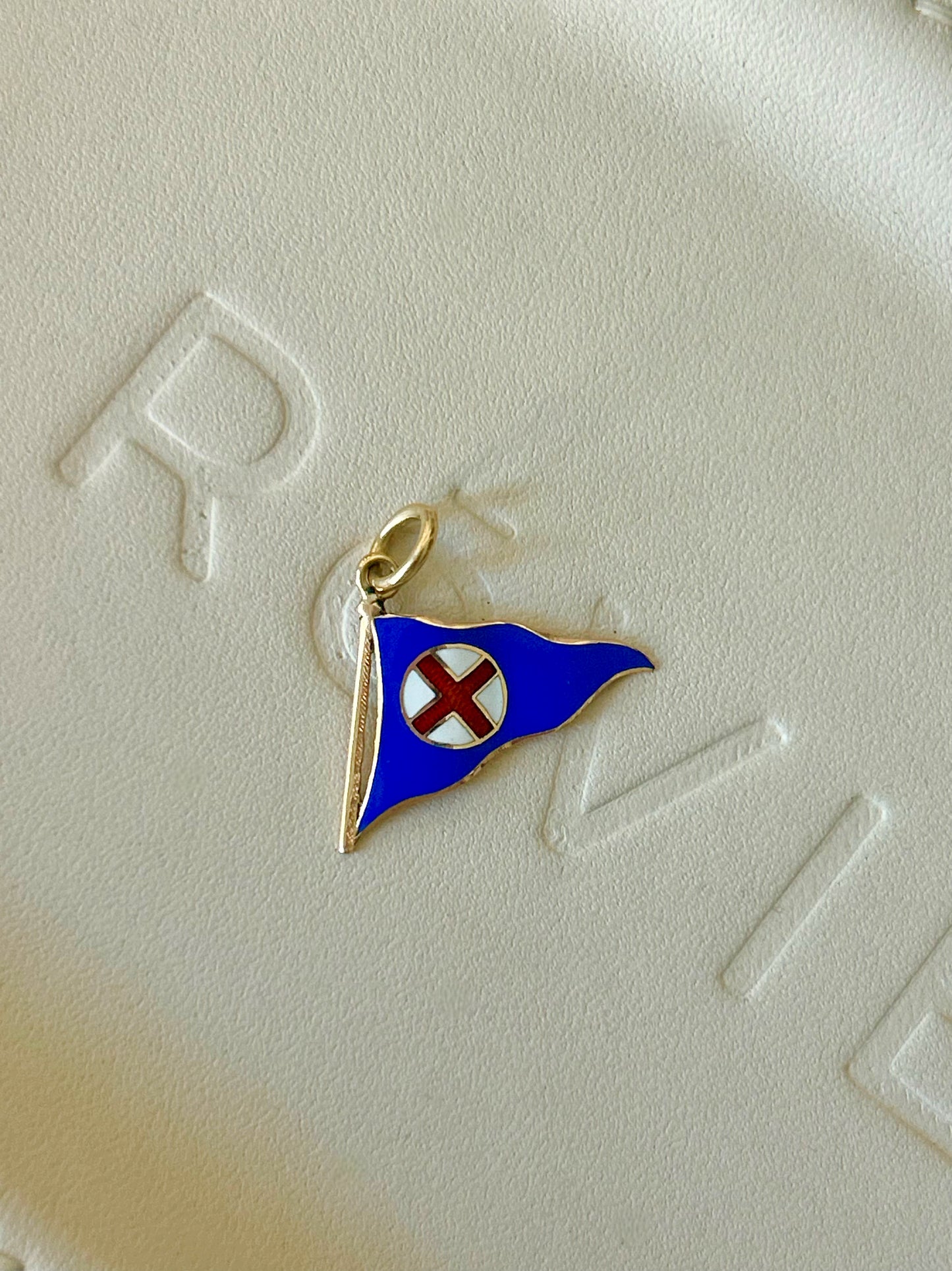 Vintage 14k Enamel Nautical Flag Charm