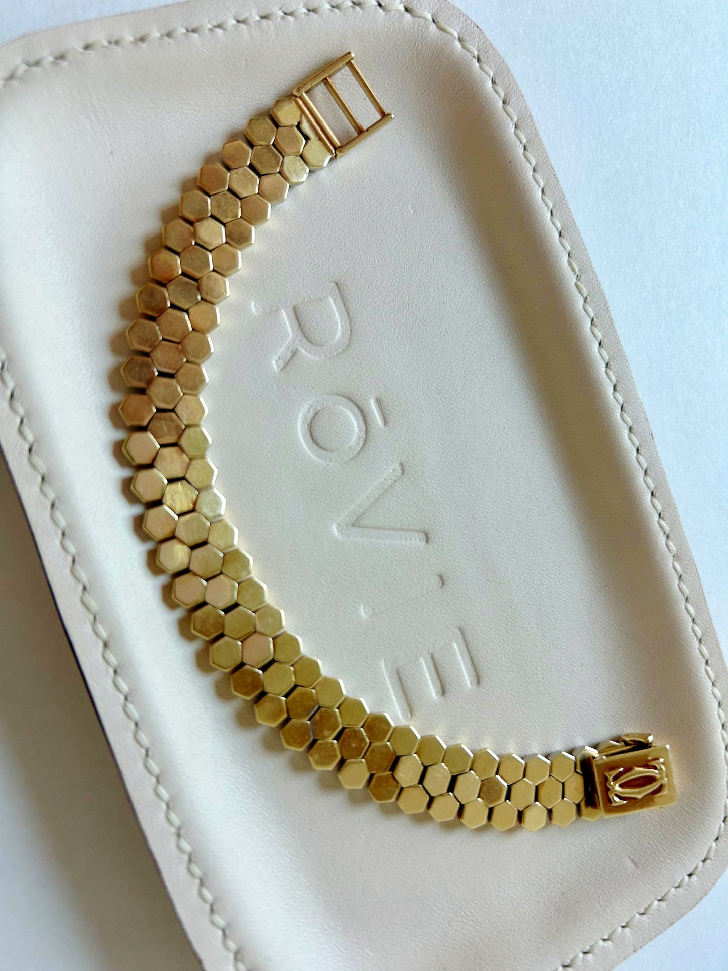 Vintage 14k Double C Honeycomb Bracelet - 7.5"